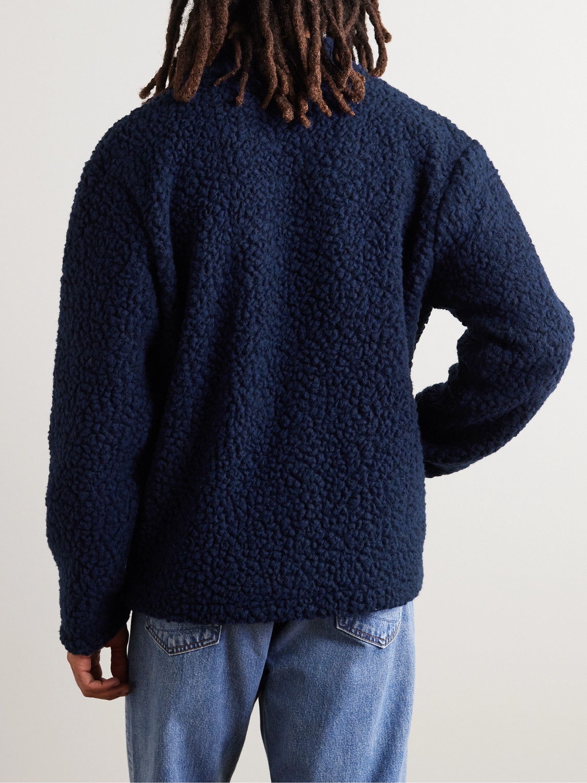 Shop Folk Fleece Sweatshirt In Blue
