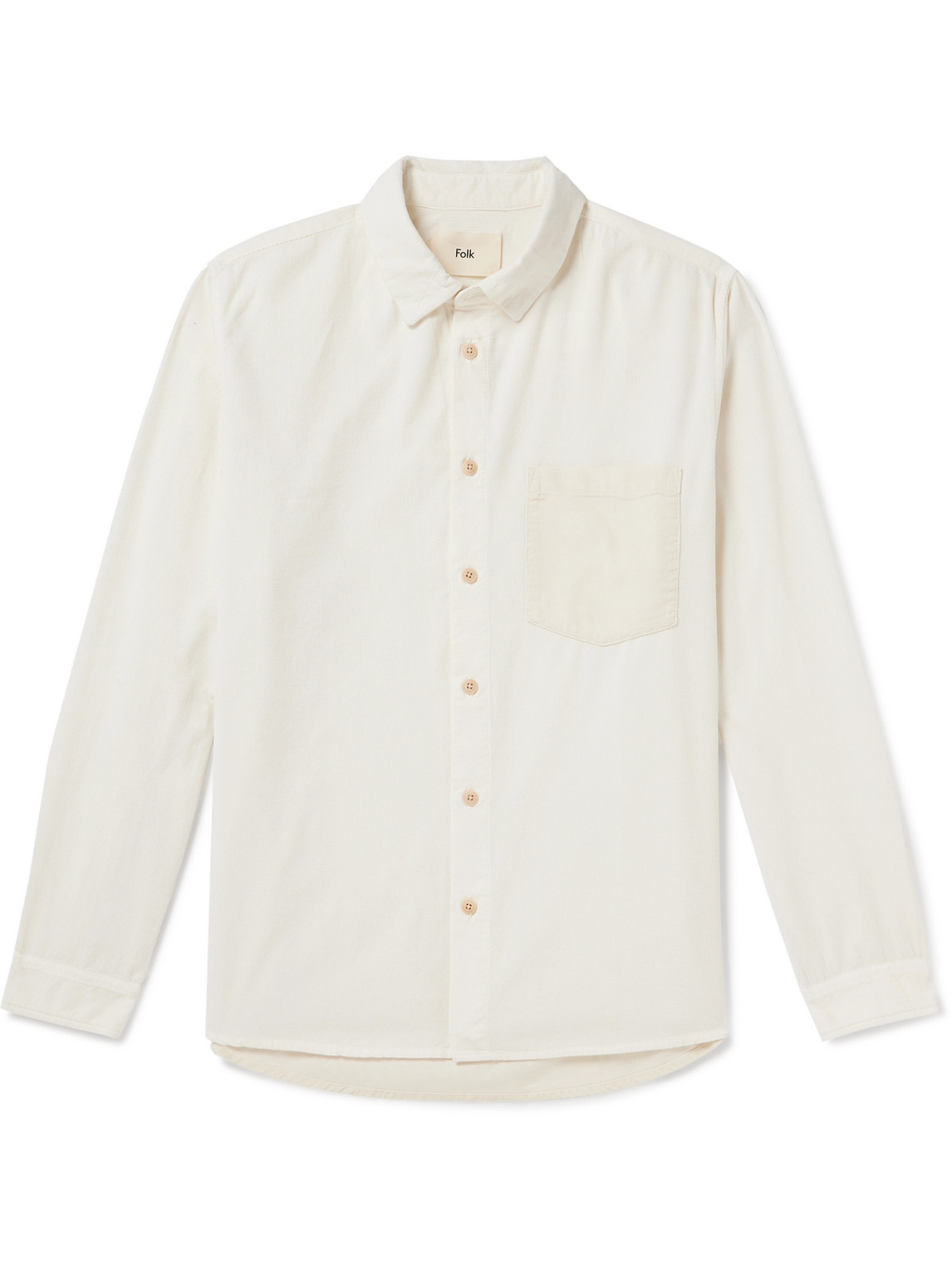 Folk Two-tone Babycord Shirt In Cream