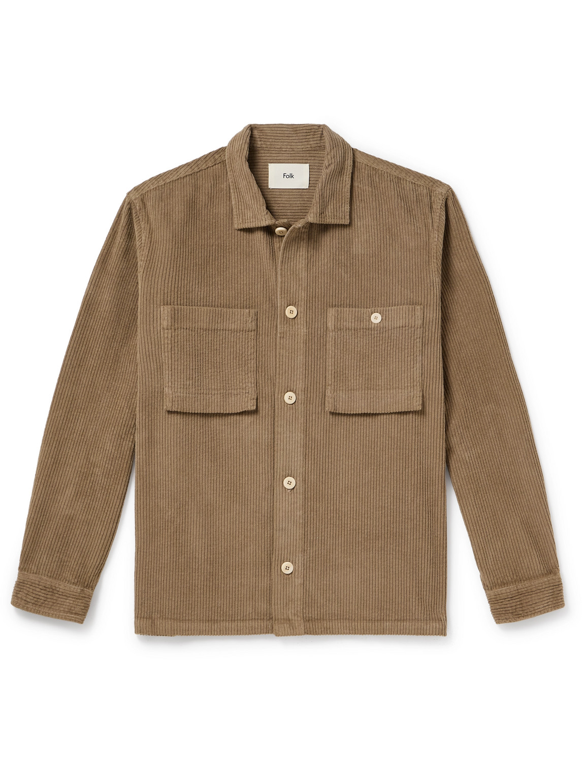 Folk Patch Cotton-corduroy Shirt Jacket In Brown