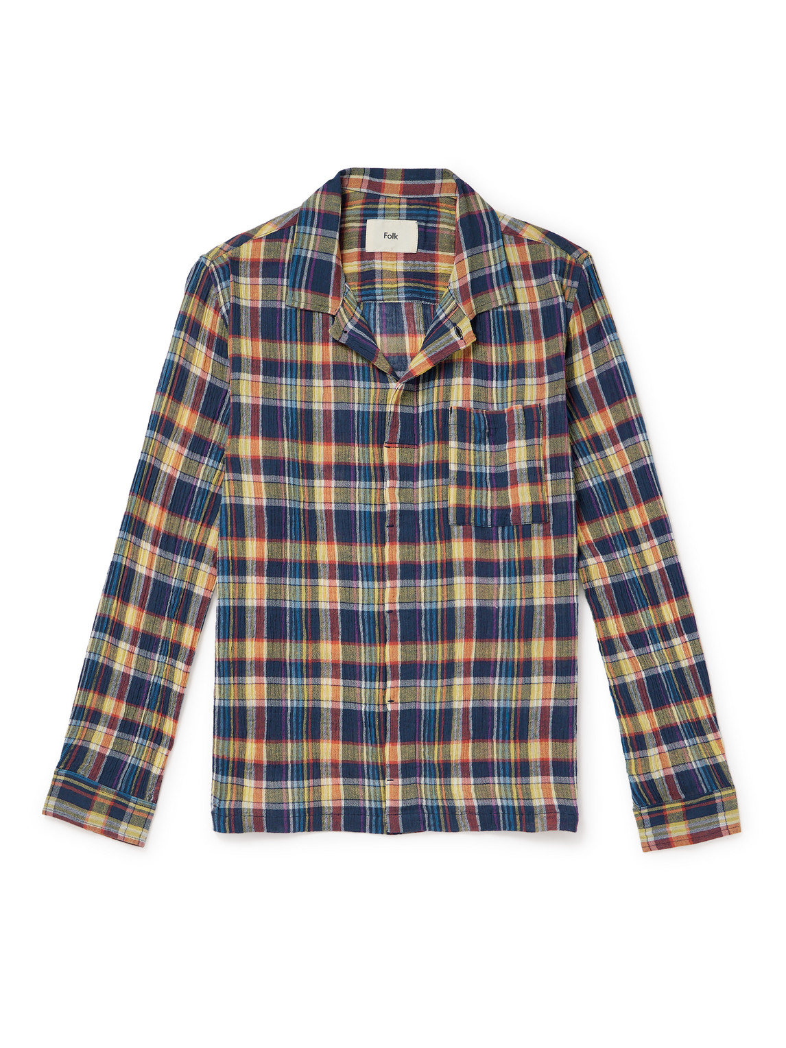 Folk Patch Checked Cotton Shirt In Multi