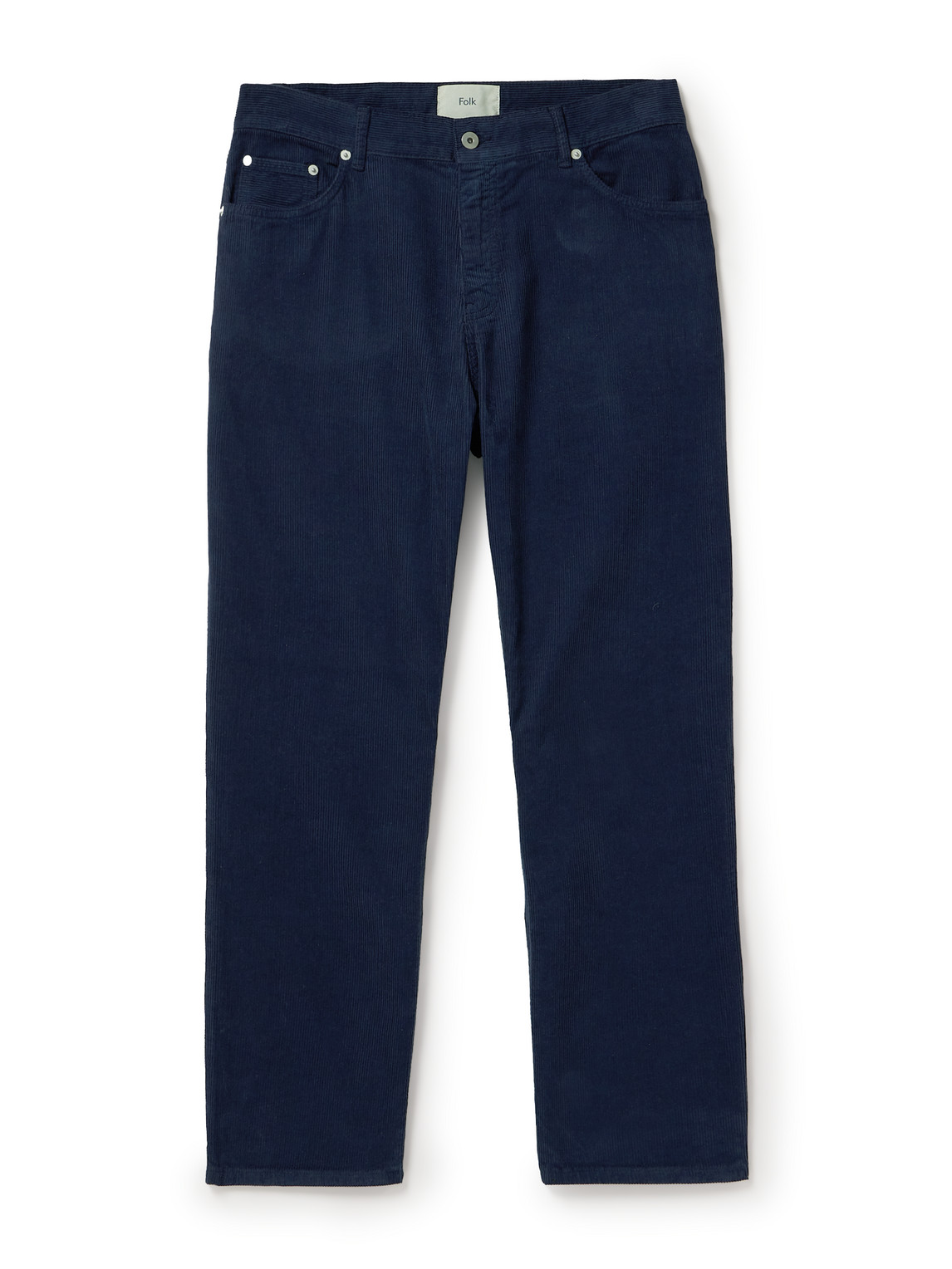Folk Straight-leg Cotton-corduroy Trousers In Blue