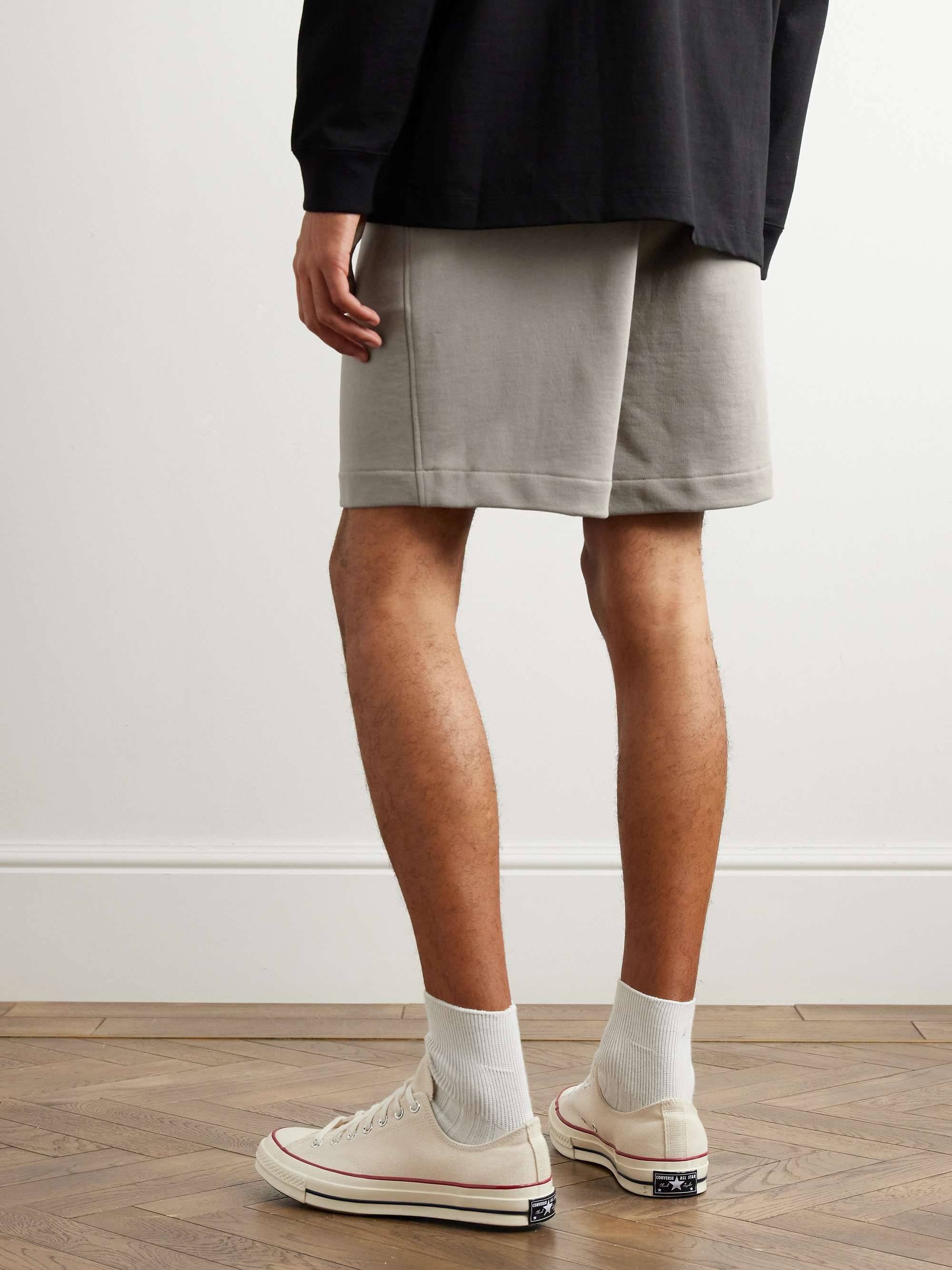 HANDVAERK Varsity Straight-Leg Cotton-Jersey Drawstring Shorts