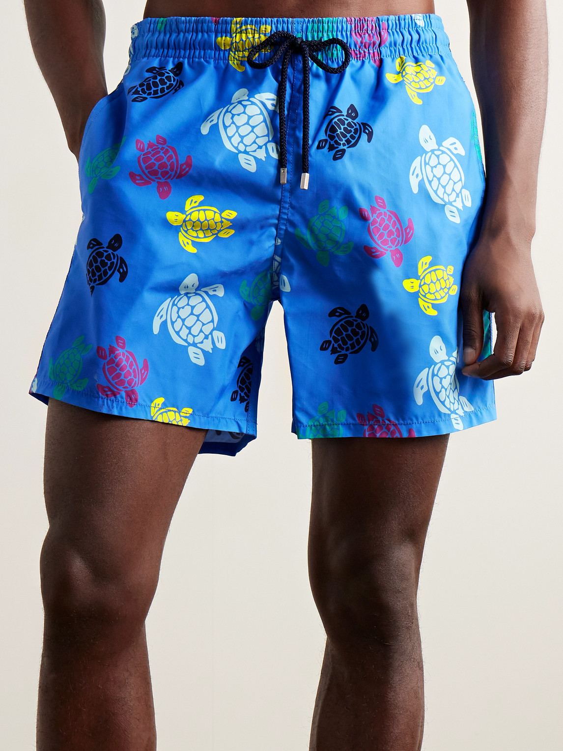 Shop Vilebrequin Moorea Straight-leg Mid-length Printed Econyl® Swim Shorts In Blue