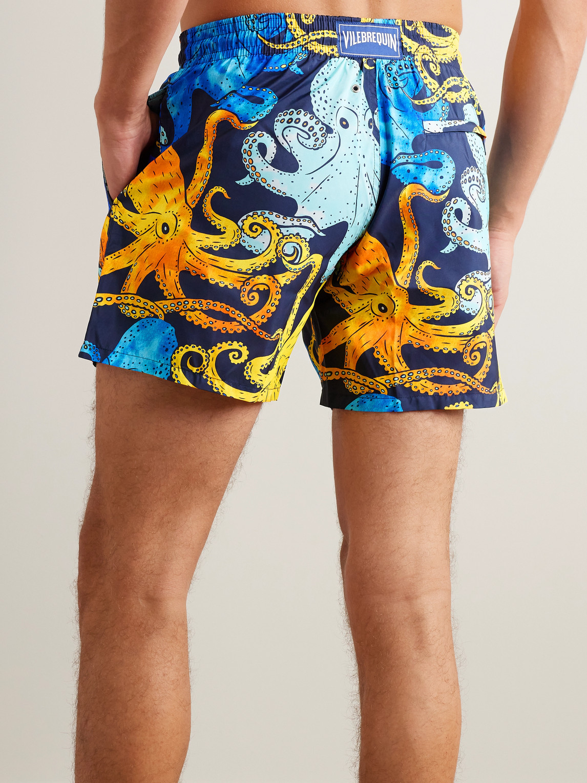 Shop Vilebrequin Mahina Straight-leg Mid-length Printed Recycled Swim Shorts In Blue
