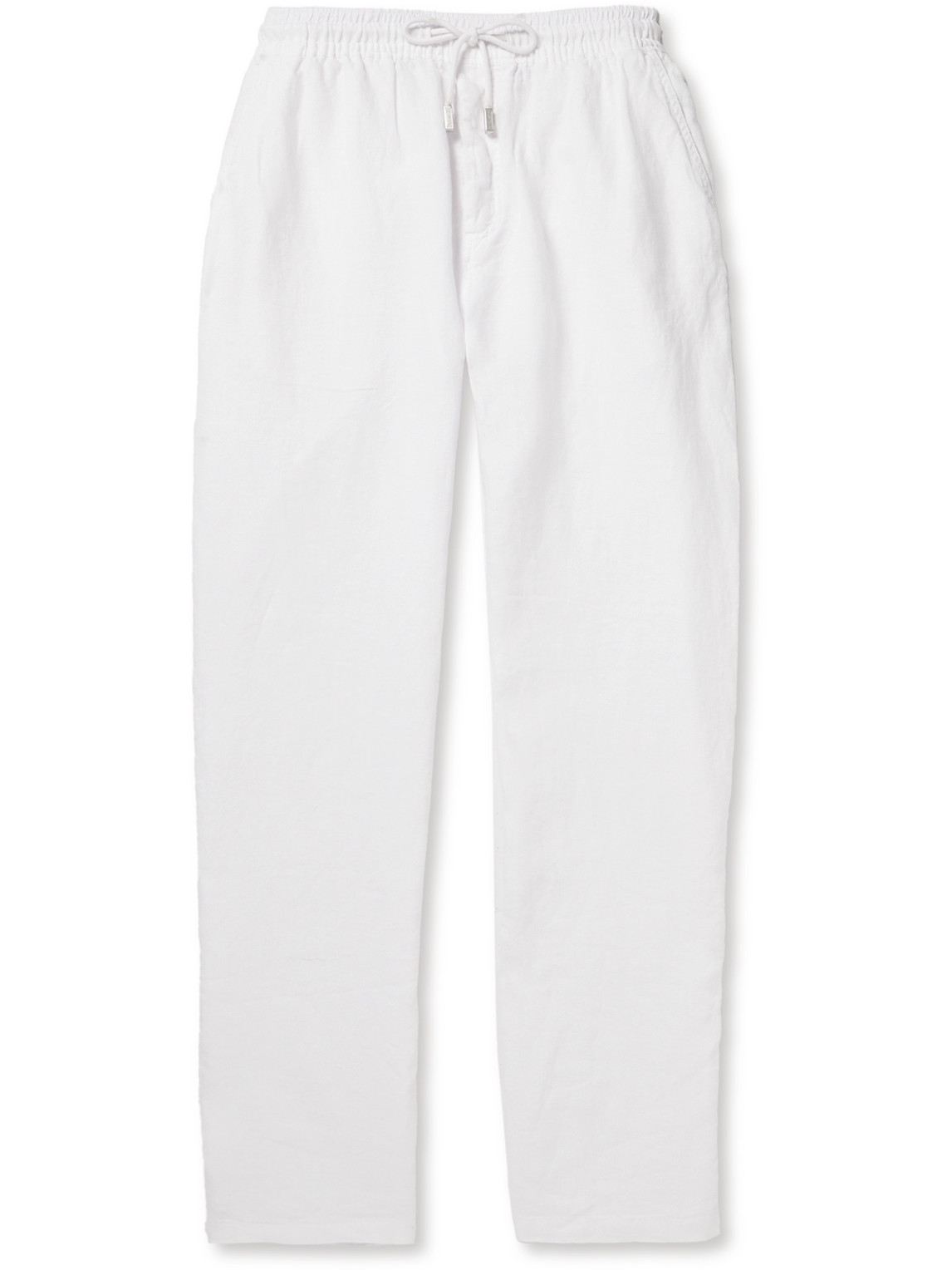 Shop Vilebrequin Pacha Straight-leg Linen Drawstring Trousers In White