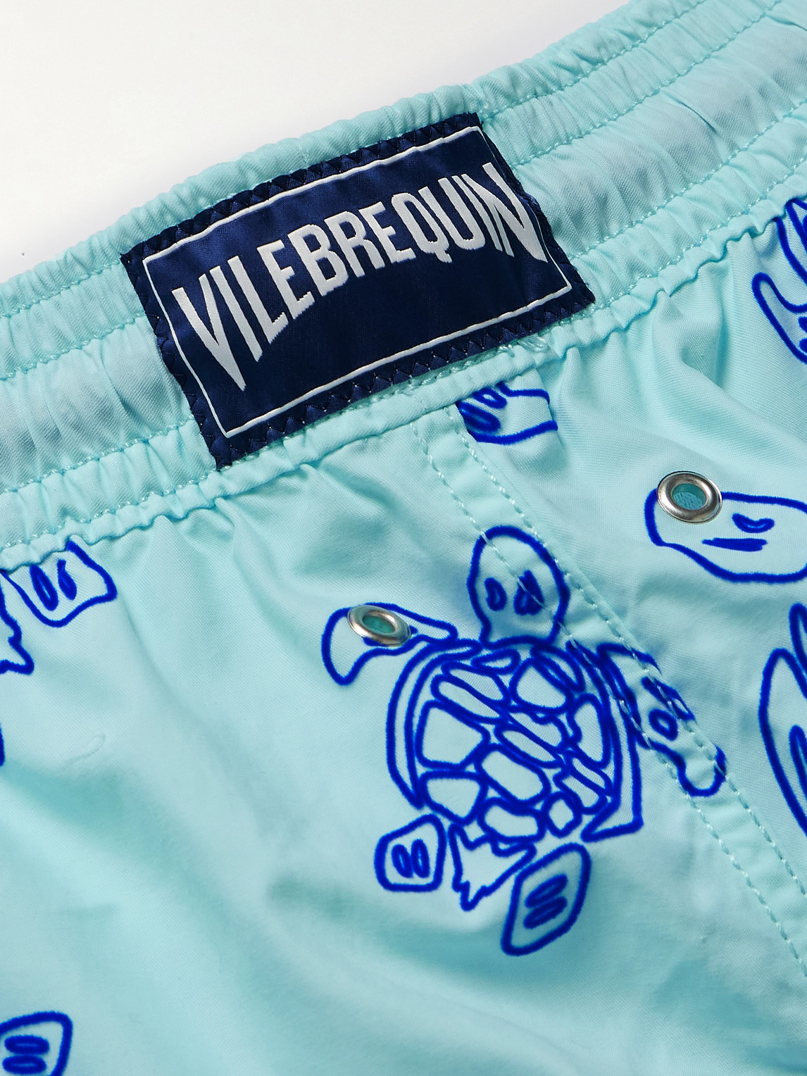 Shop Vilebrequin Moorea Straight-leg Mid-length Flocked Econyl® Swim Shorts In Blue