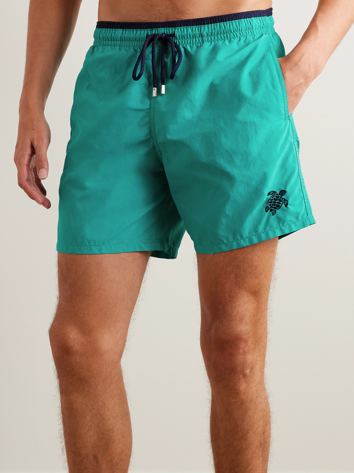 Shop Vilebrequin Moka Mid-length Econyl® Recycled Swim Shorts In Blue