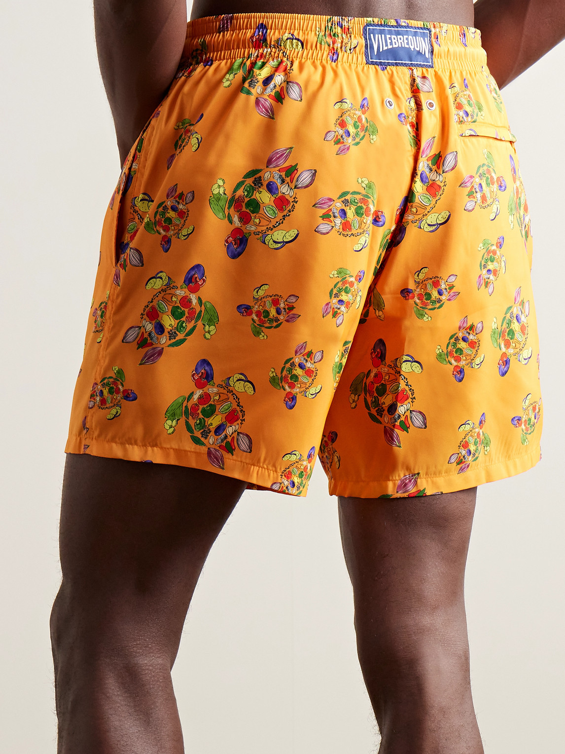 Shop Vilebrequin Mahina Straight-leg Mid-length Recycled Swim Shorts In Orange