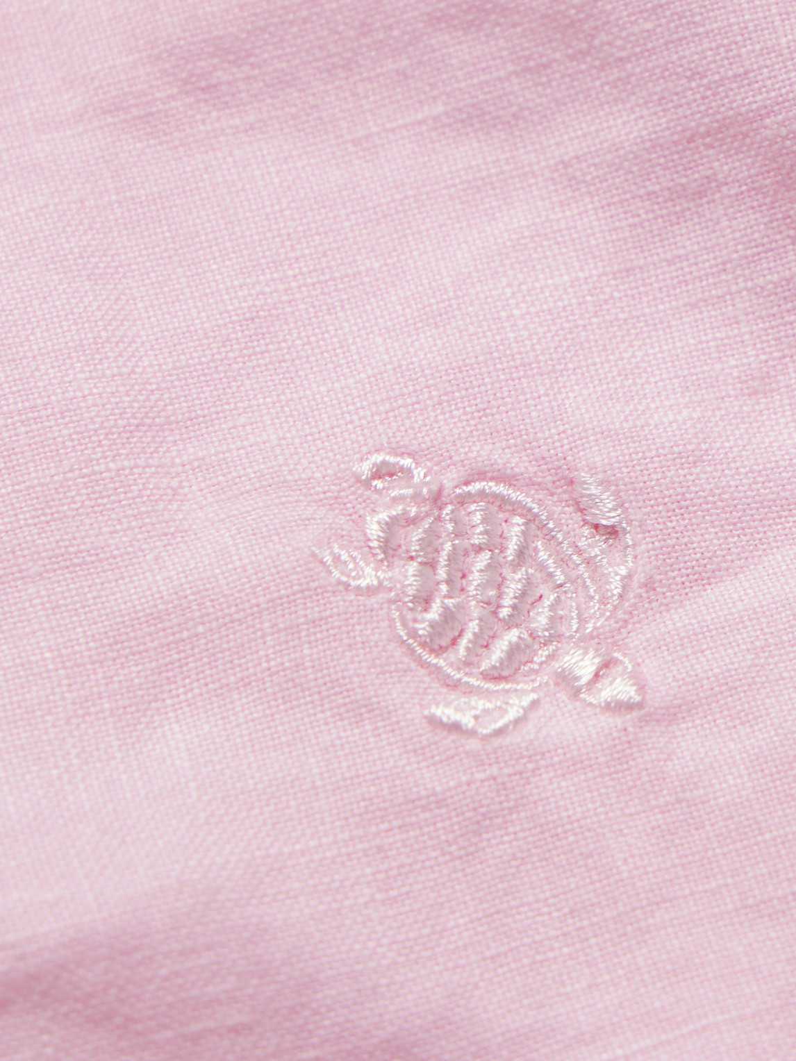 Shop Vilebrequin Caroubis Logo-embroidered Linen Shirt In Pink