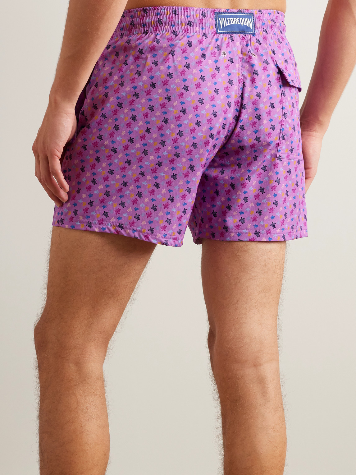 Shop Vilebrequin Moorise Straight-leg Mid-length Printed Recycled Swim Shorts In Purple