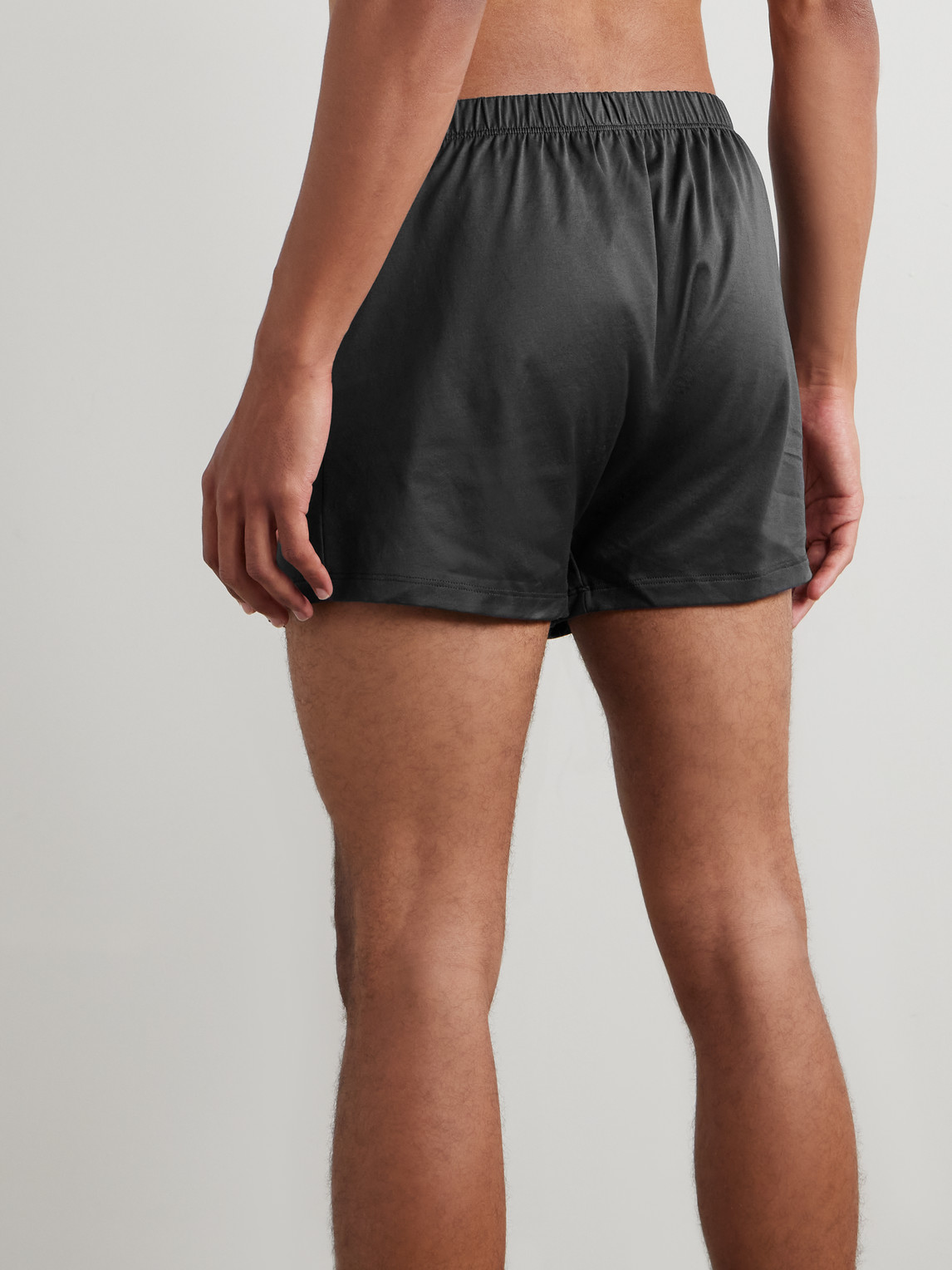 Shop Hanro Sporty Mercerised Cotton Boxer Shorts In Gray