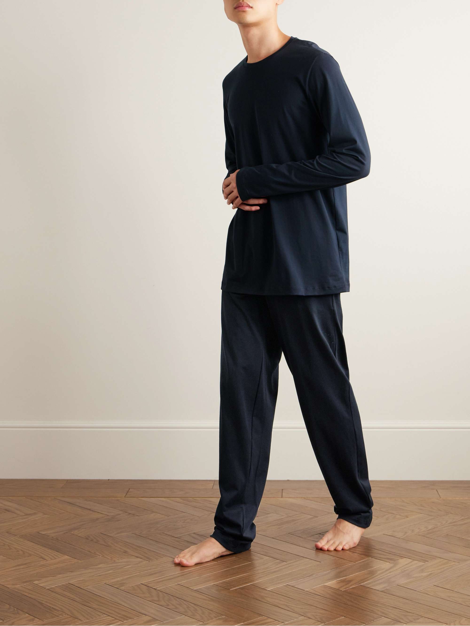 Night & Day Poplin-Trimmed Cotton-Jersey Pyjama Trousers