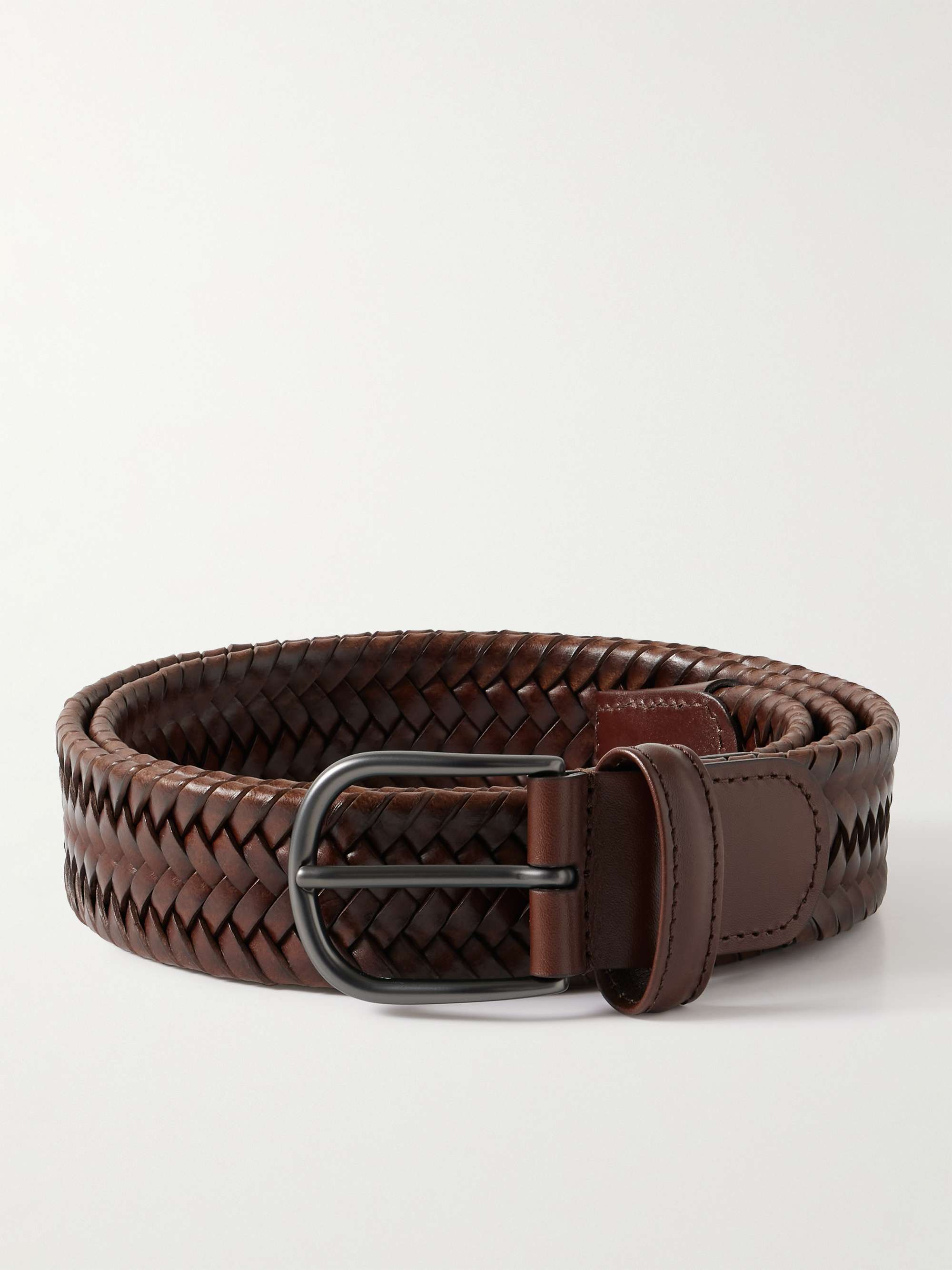 MR P. 3.5cm Woven Leather Belt for Men