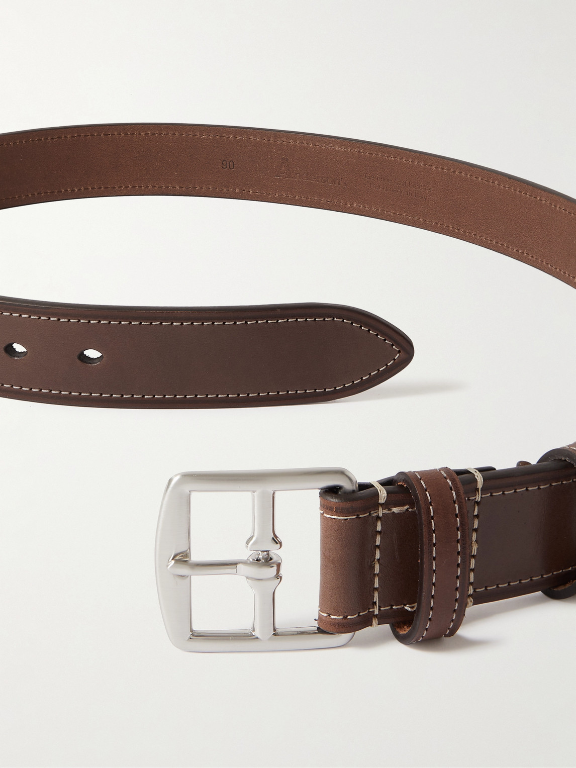 Shop Anderson's 3.5cm Leather Belt In Brown