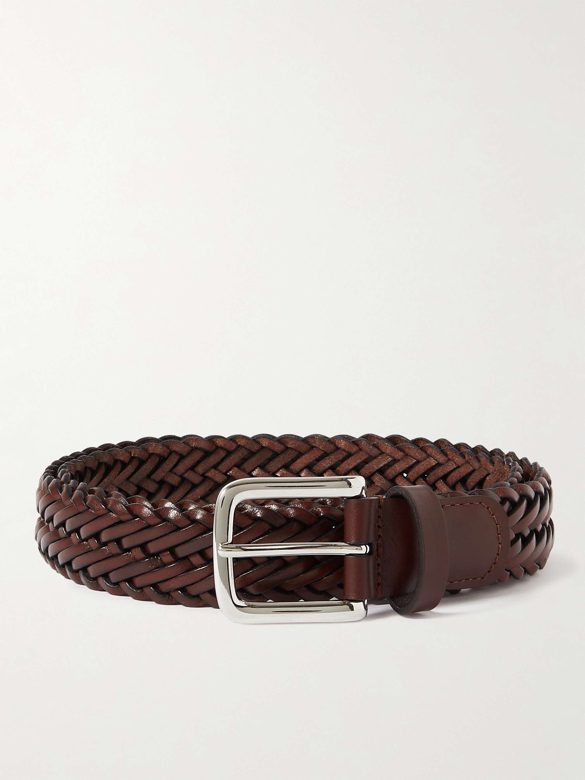 Anderson's - 3.5cm Brown Woven Leather Belt - Brown Anderson's