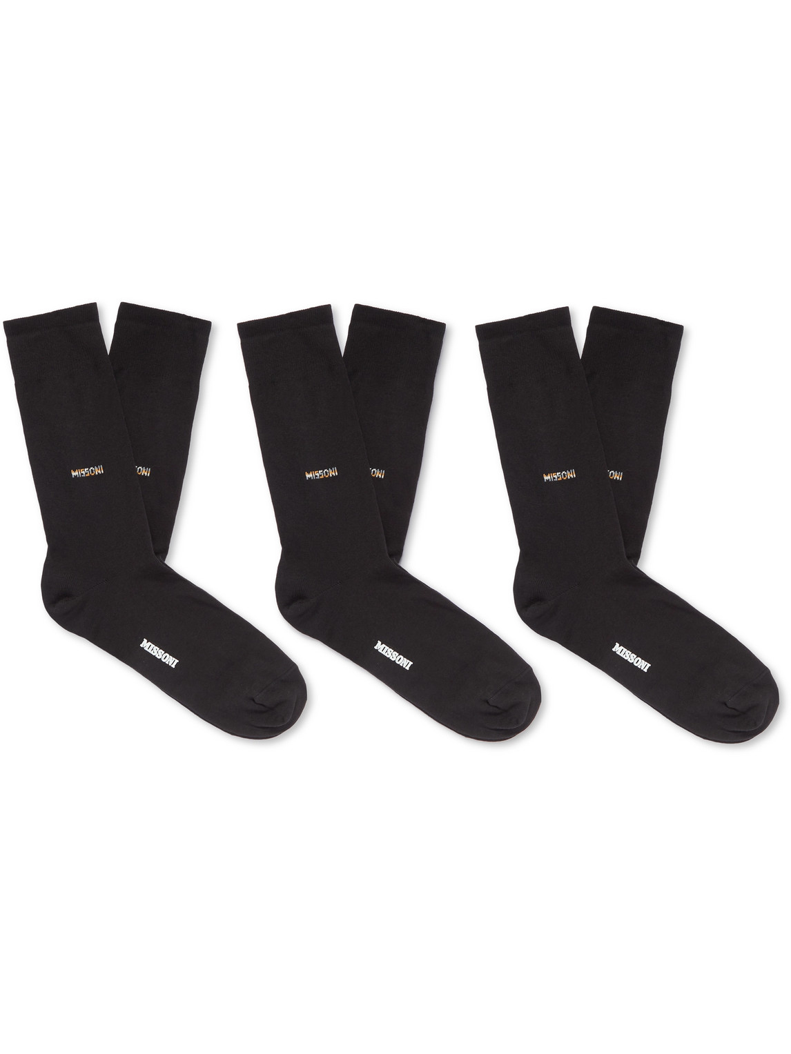 Missoni Three-pack Cotton-blend Socks In Black