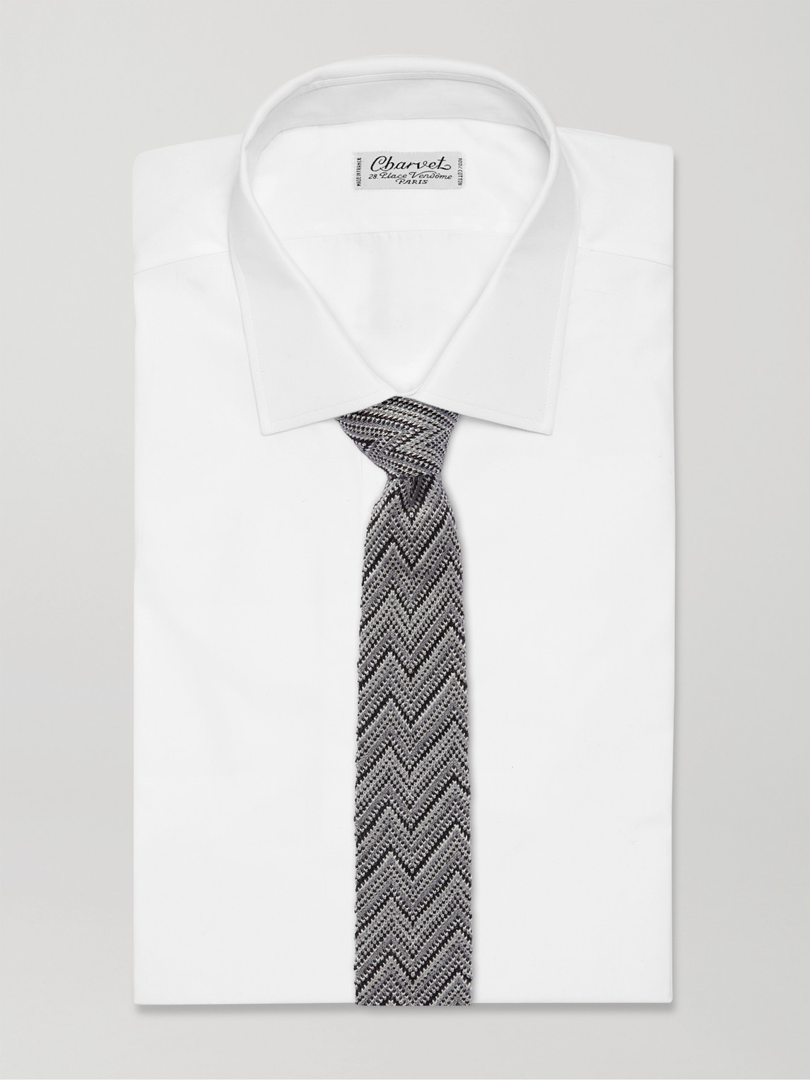 Shop Missoni 8.5cm Crochet-knit Wool And Silk-blend Tie In Gray