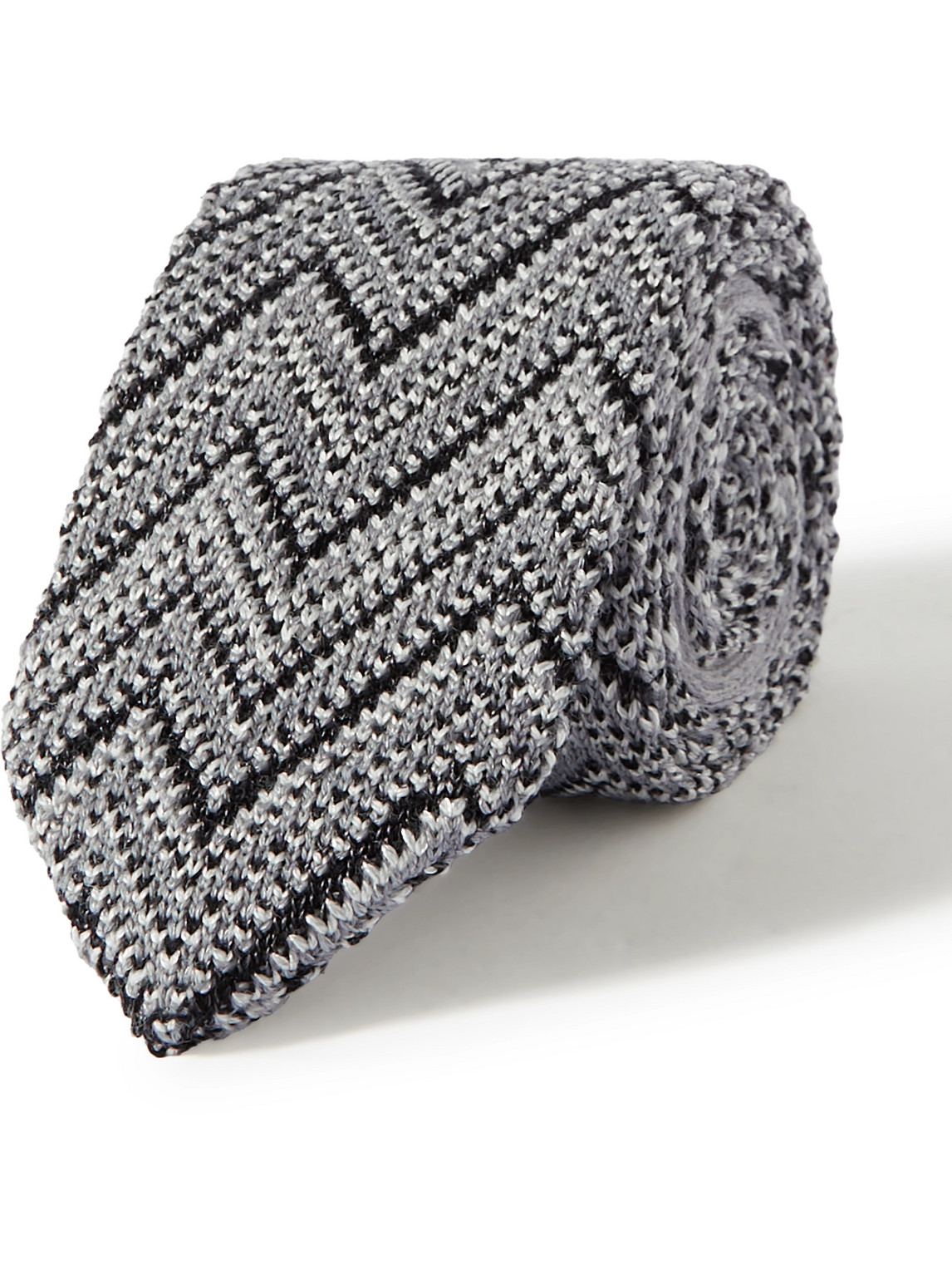 Missoni 8.5cm Crochet-knit Wool And Silk-blend Tie In Gray