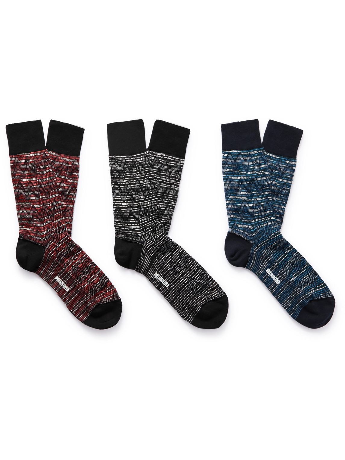 Missoni Three-pack Striped Cotton-blend Jacquard Socks In Multi