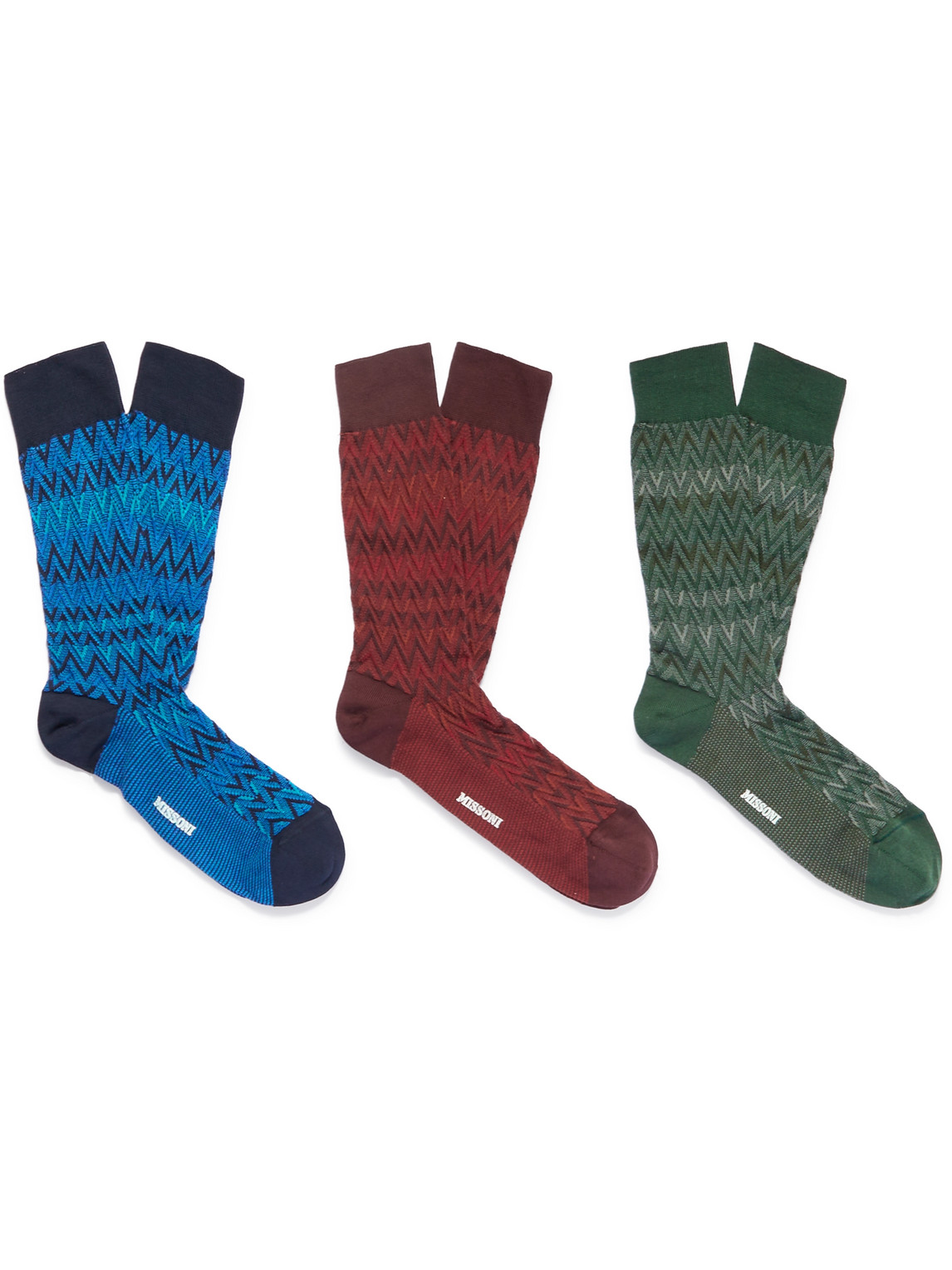 Missoni Three-pack Crochet-knit Cotton-blend Socks In Multi