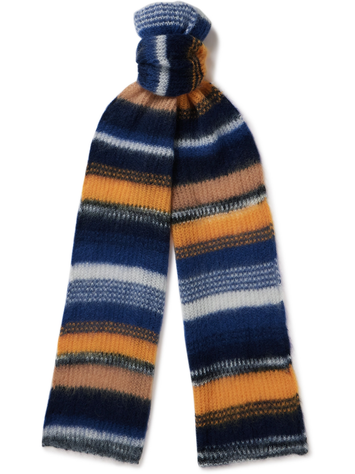 Missoni Striped Mohair-blend Scarf In Blue