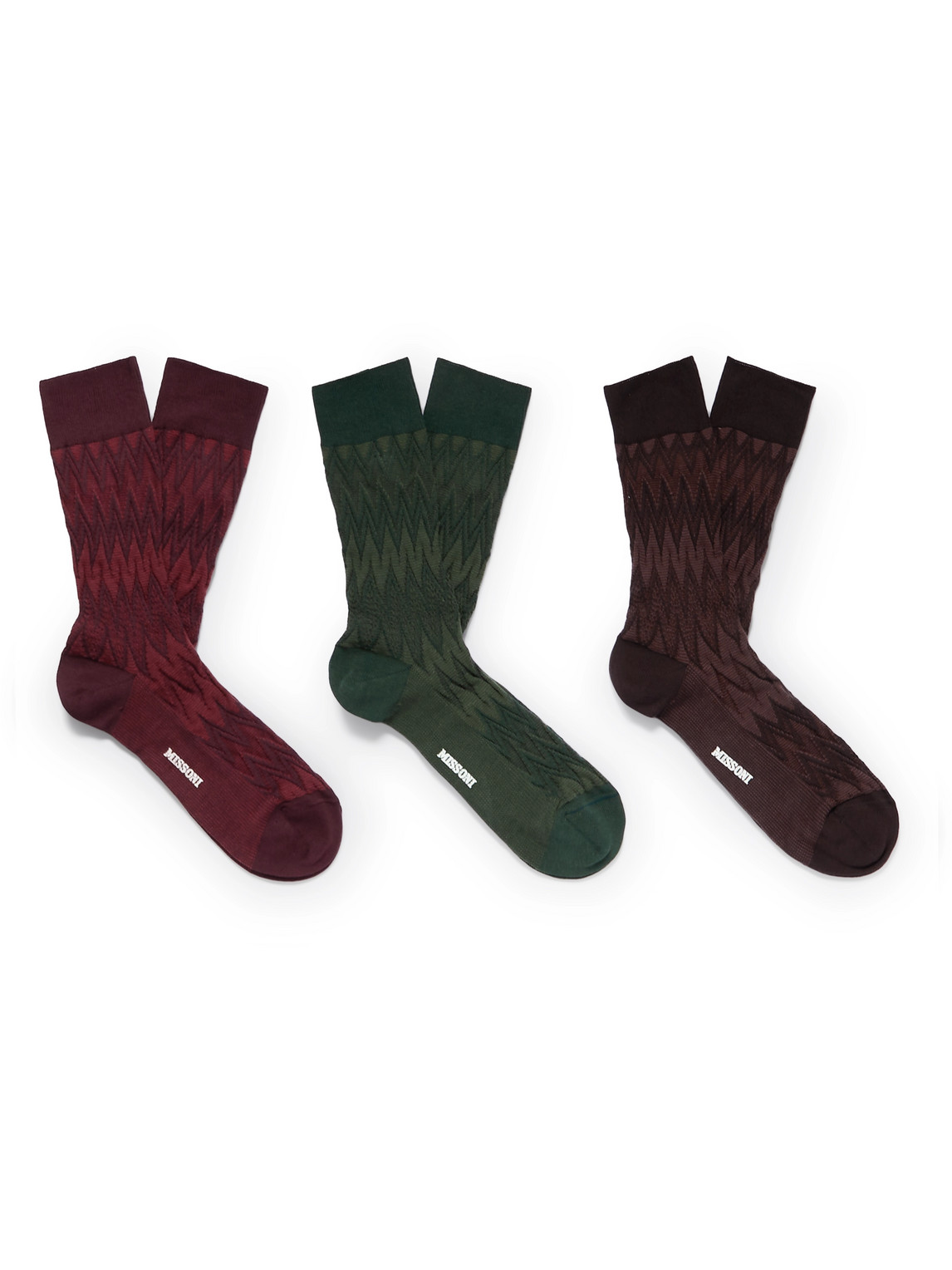 Missoni Three-pack Cotton-blend Jacquard Socks In Multi