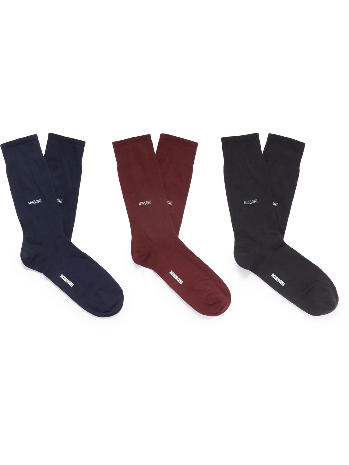 Missoni Three-pack Cotton-blend Socks In Gray