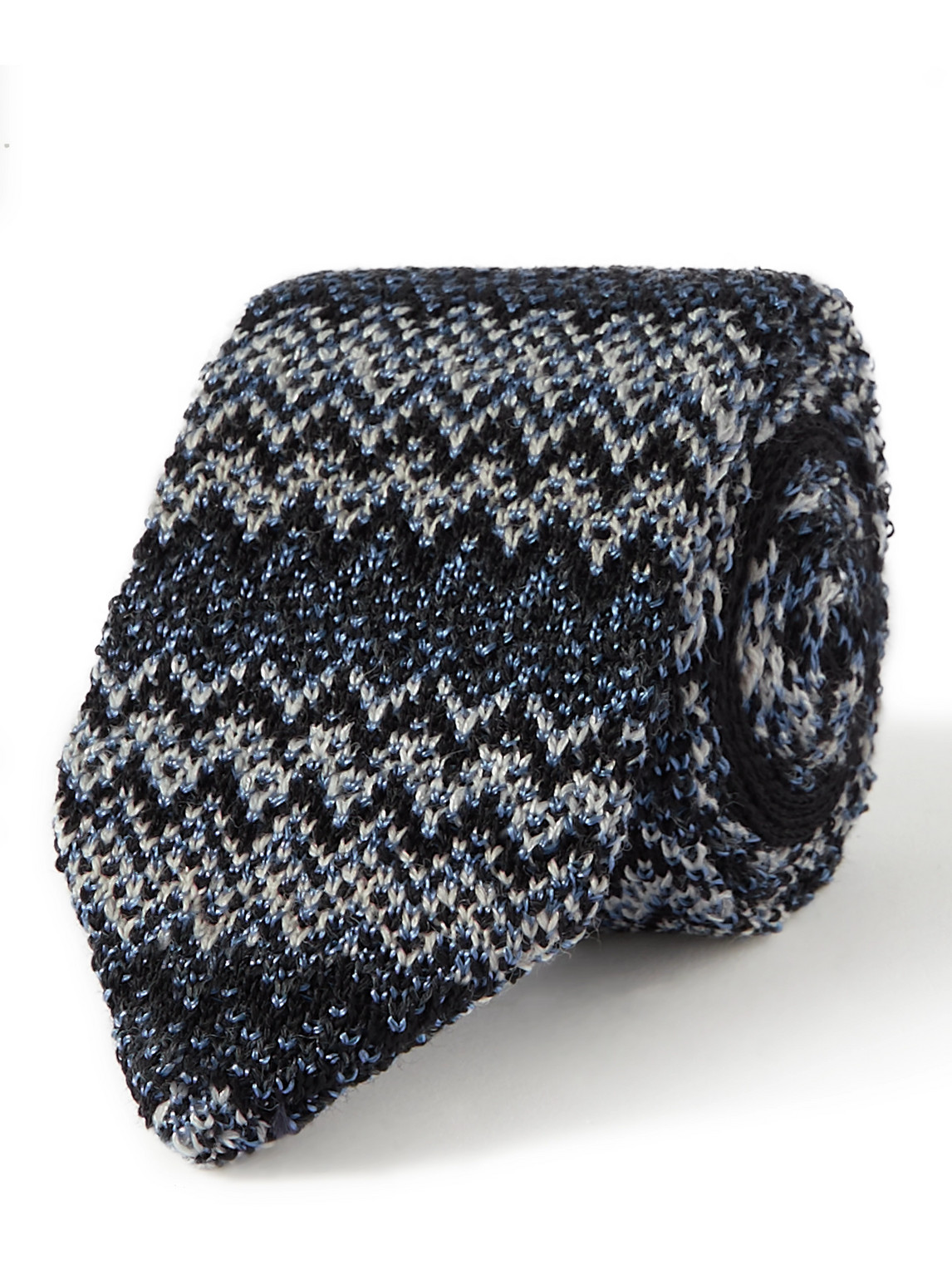Missoni 8.5cm Crochet-knit Wool And Silk-blend Tie In Blue