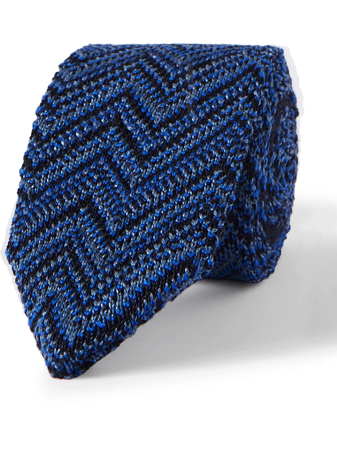 Missoni 8.5cm Crochet-knit Wool And Silk-blend Tie In Blue