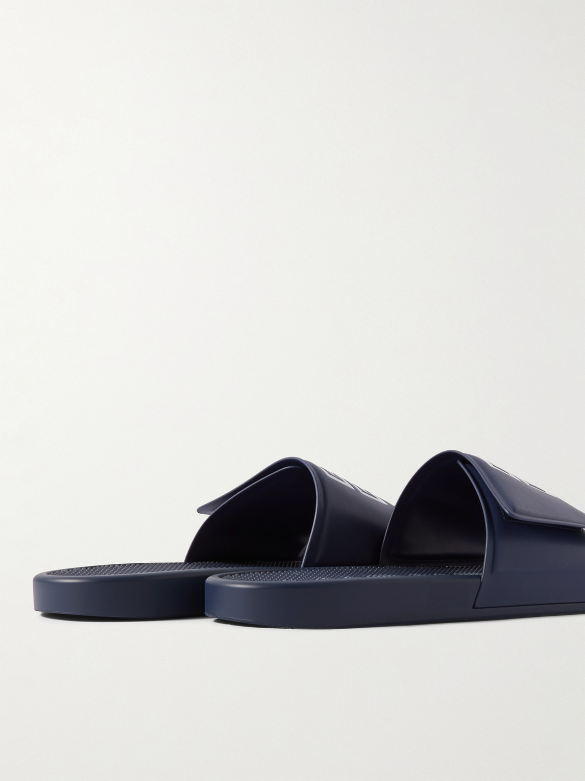 Shop Givenchy Logo-print Debossed Faux Leather Slides In Blue