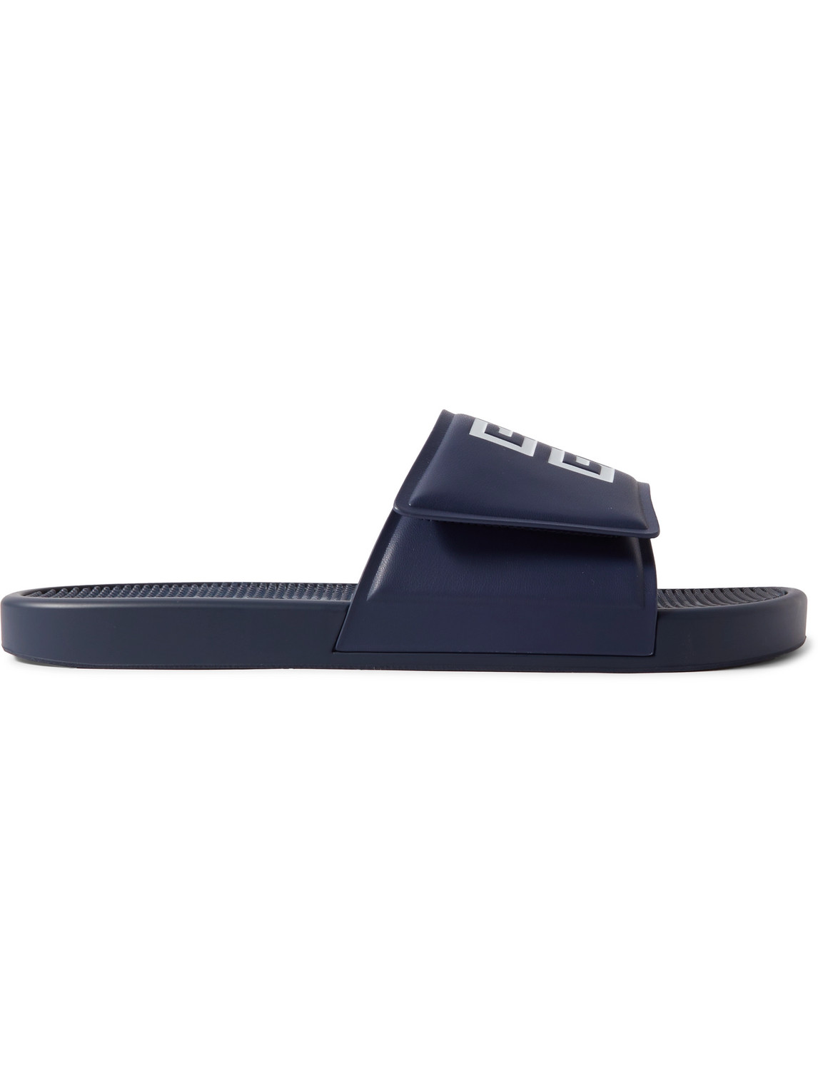 Shop Givenchy Logo-print Debossed Faux Leather Slides In Blue