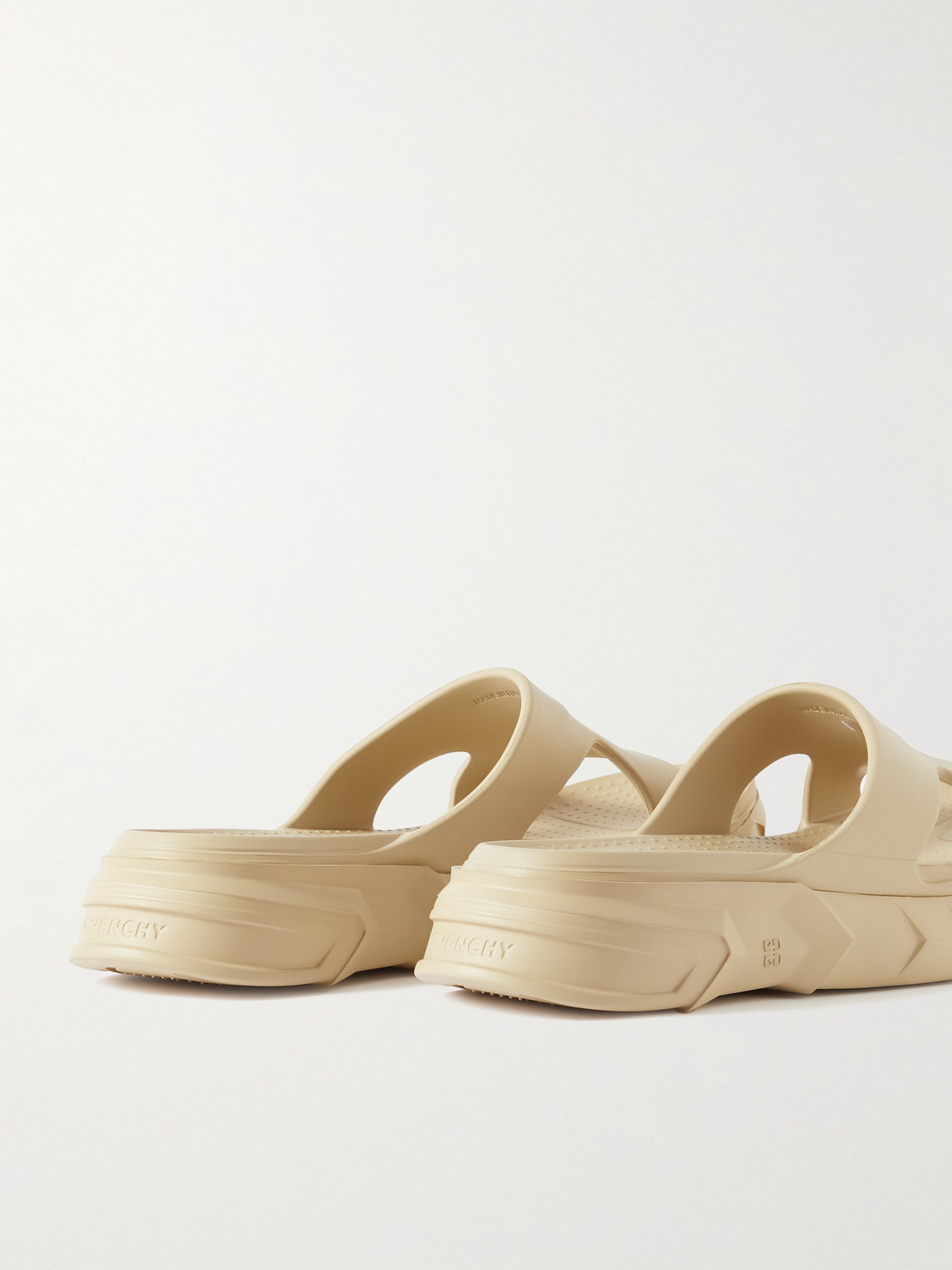 Shop Givenchy Marshmallow Logo-print Rubber Slides In Neutrals