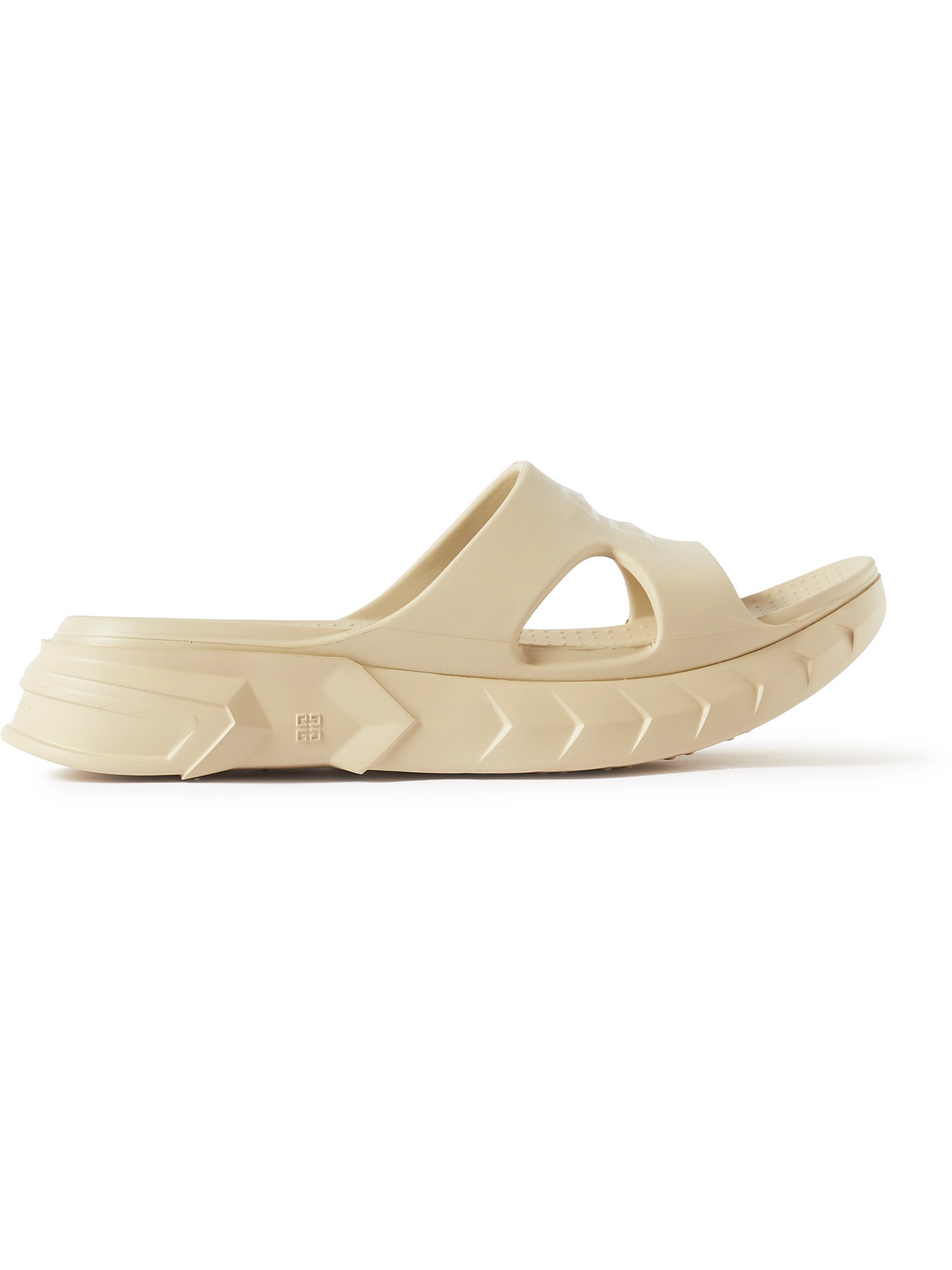 Shop Givenchy Marshmallow Logo-print Rubber Slides In Neutrals