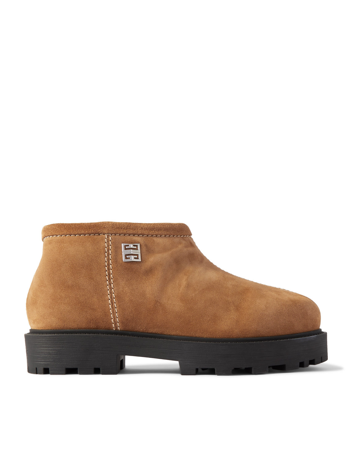 Shearling-Lined Logo-Embellished Suede Boots