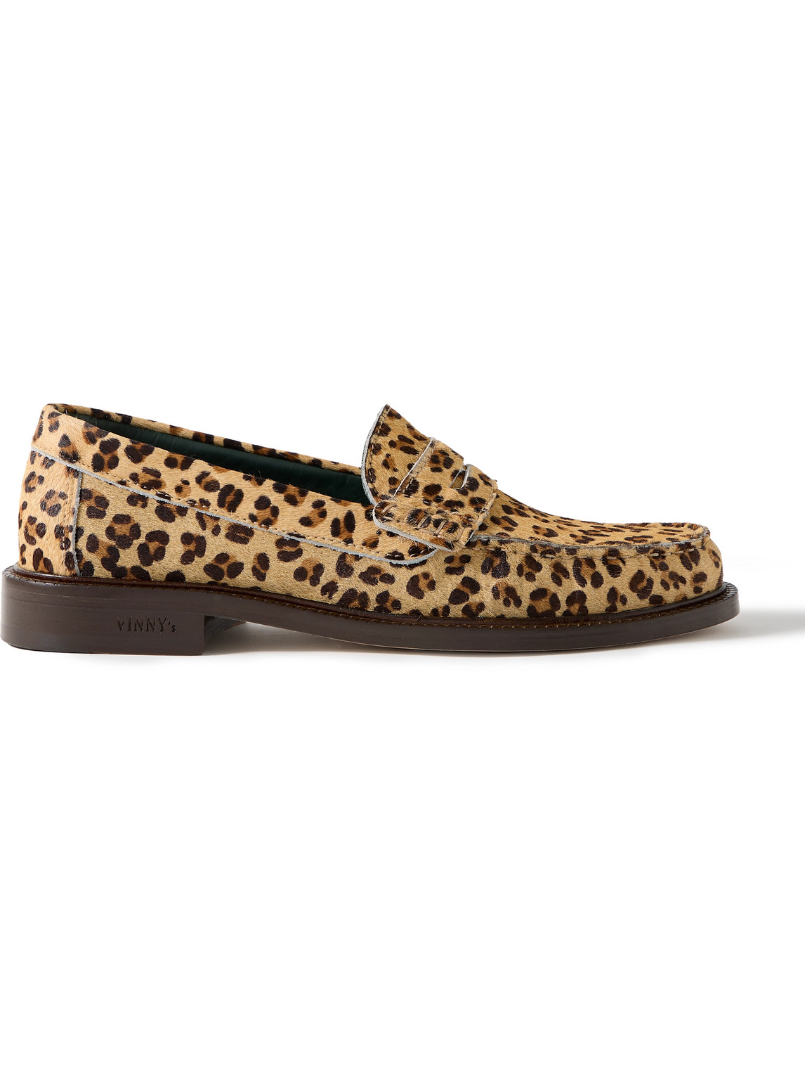 Vinny's Yardee Leopard-print Calf-hair Penny Loafers In Brown