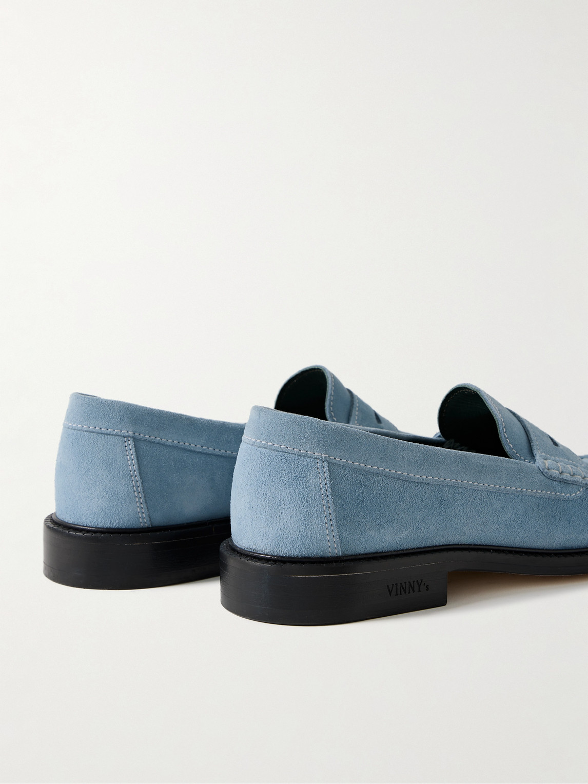 Shop Vinny's Yardee Suede Penny Loafers In Blue