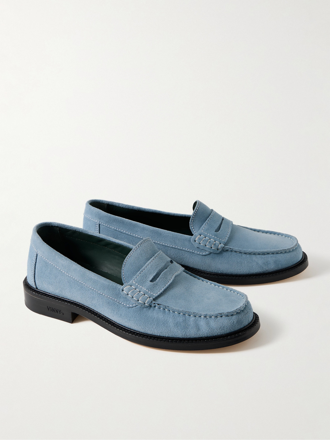 Shop Vinny's Yardee Suede Penny Loafers In Blue