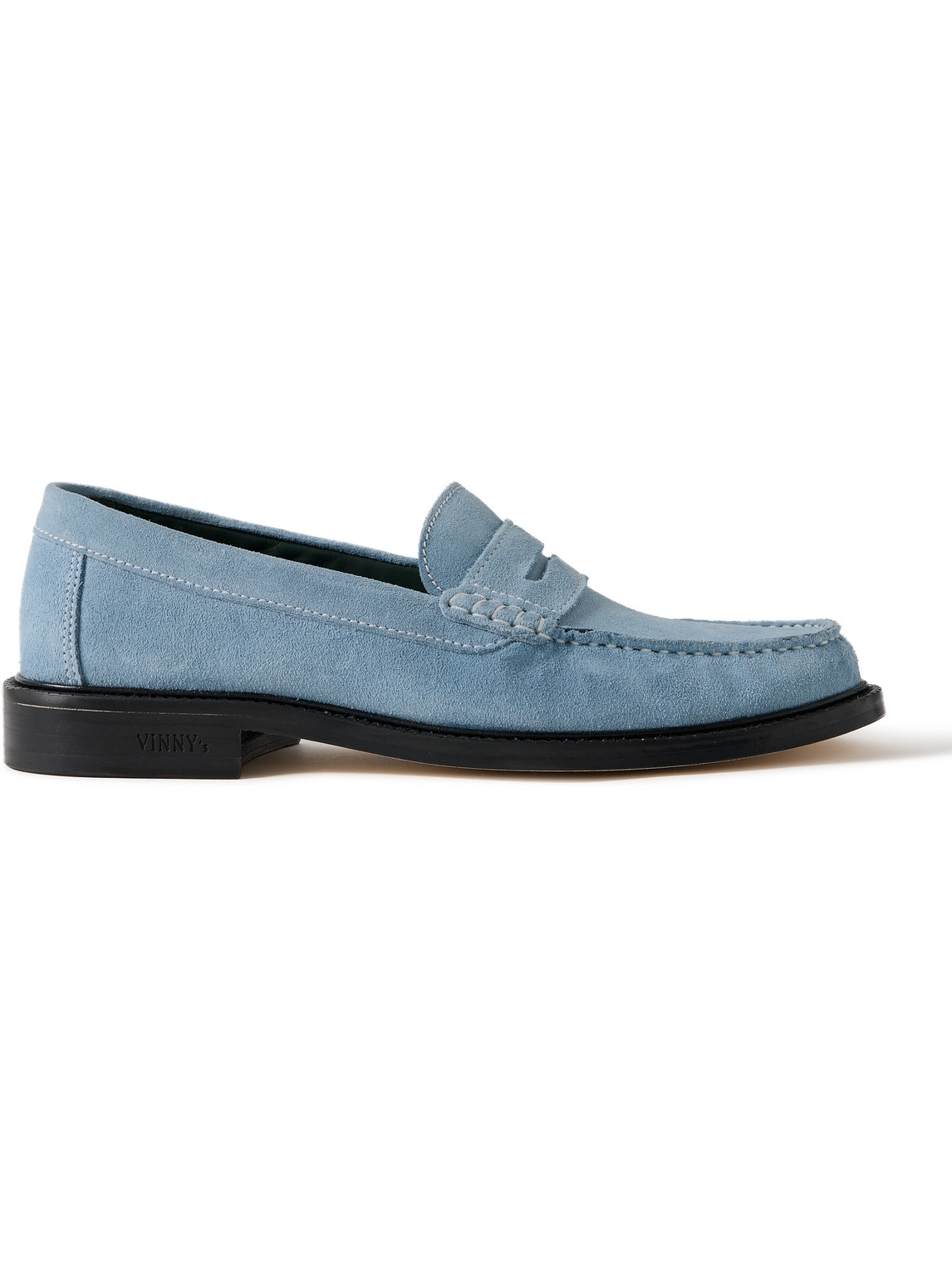 Vinny's Yardee Suede Penny Loafers In Blue