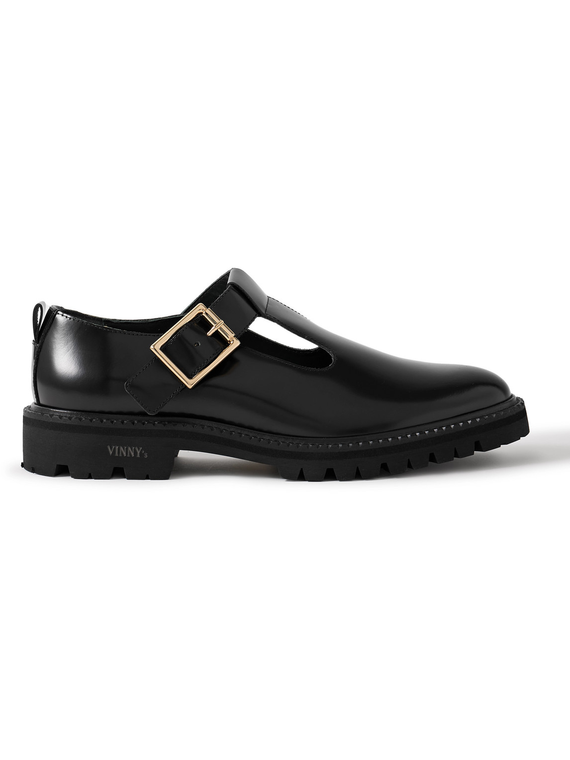 Shop Vinny's Maree Glossed-leather Derby Shoes In Black