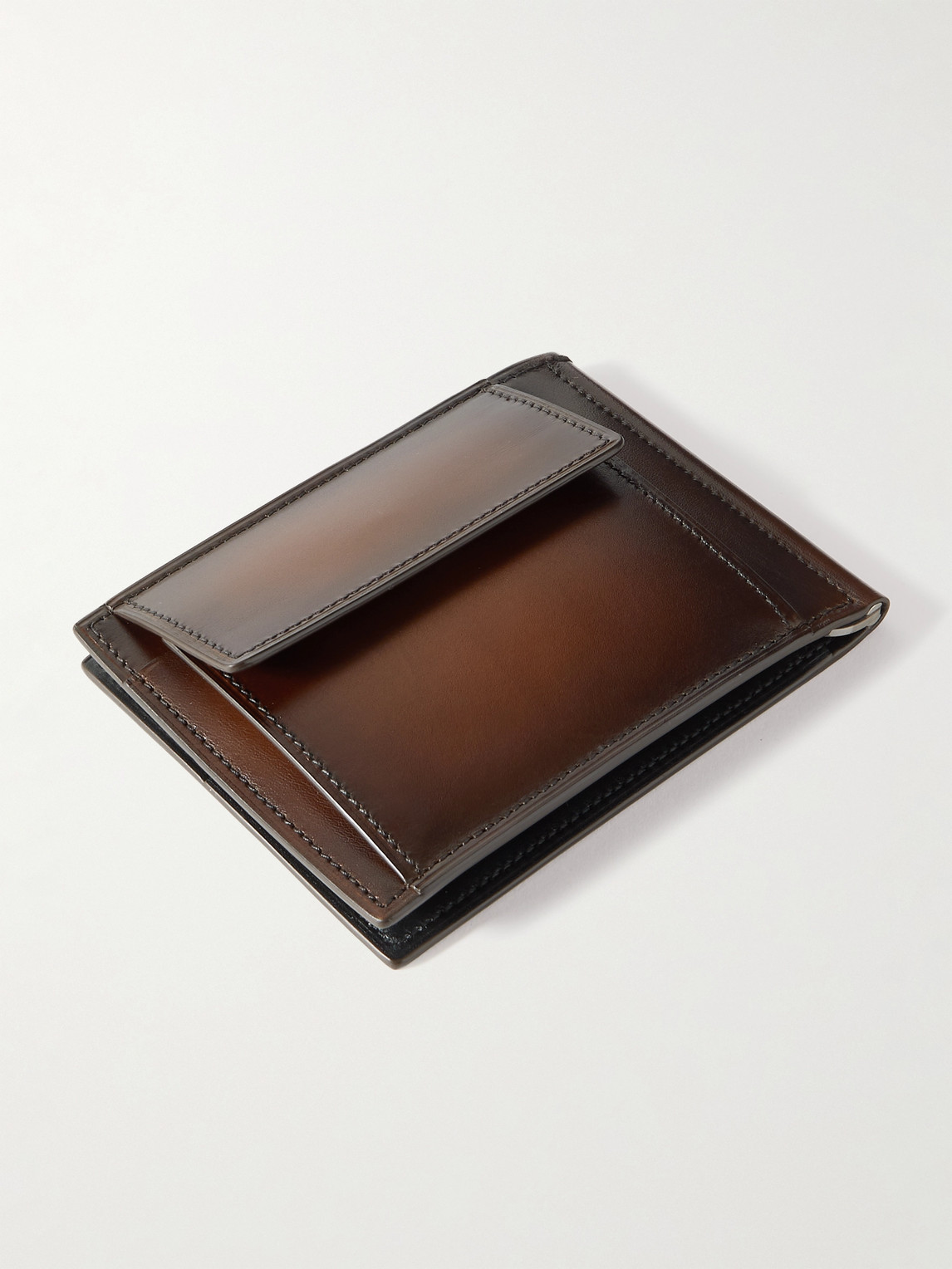 Shop Berluti Figure Scritto Venezia Leather Bifold Wallet With Money Clip In Brown