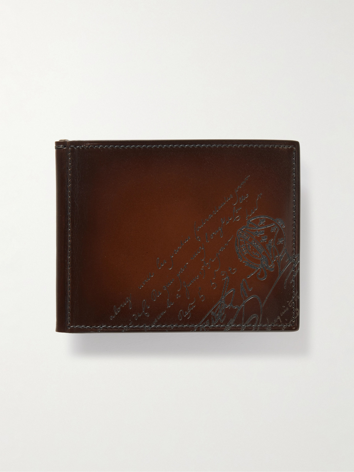 Berluti Figure Scritto Venezia Leather Bifold Wallet with Money Clip - Men