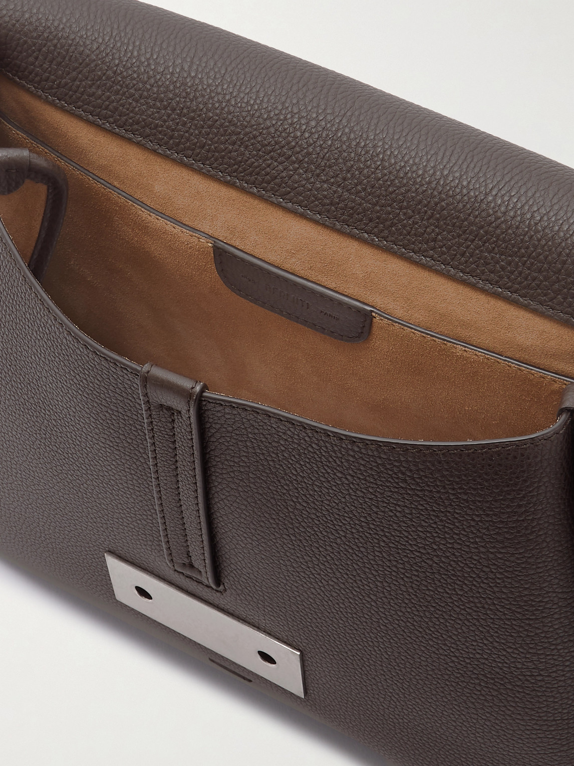 Shop Berluti Spirale Full-grain Leather Messenger Bag In Brown