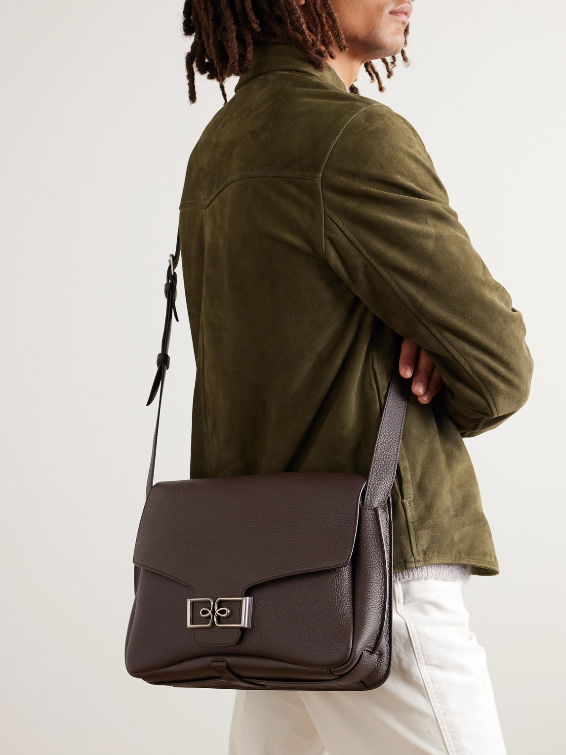 Shop Berluti Spirale Full-grain Leather Messenger Bag In Brown