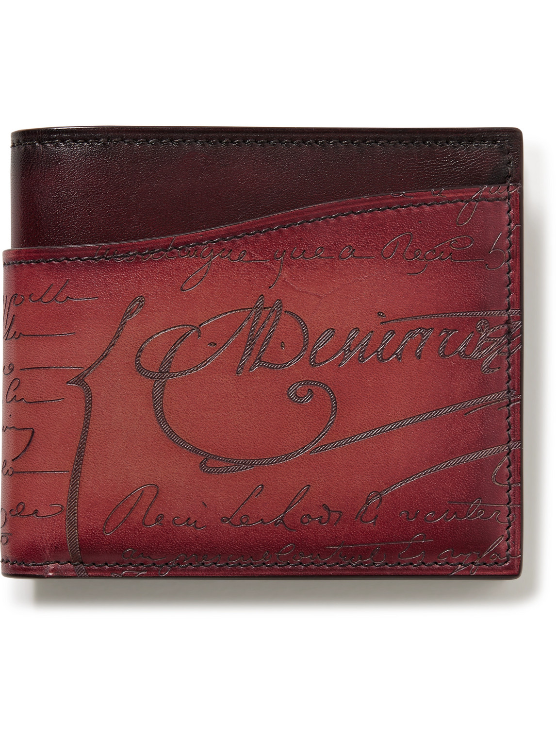 Berluti Makore Neo Scritto Venezia Leather Bifold Wallet In Brown