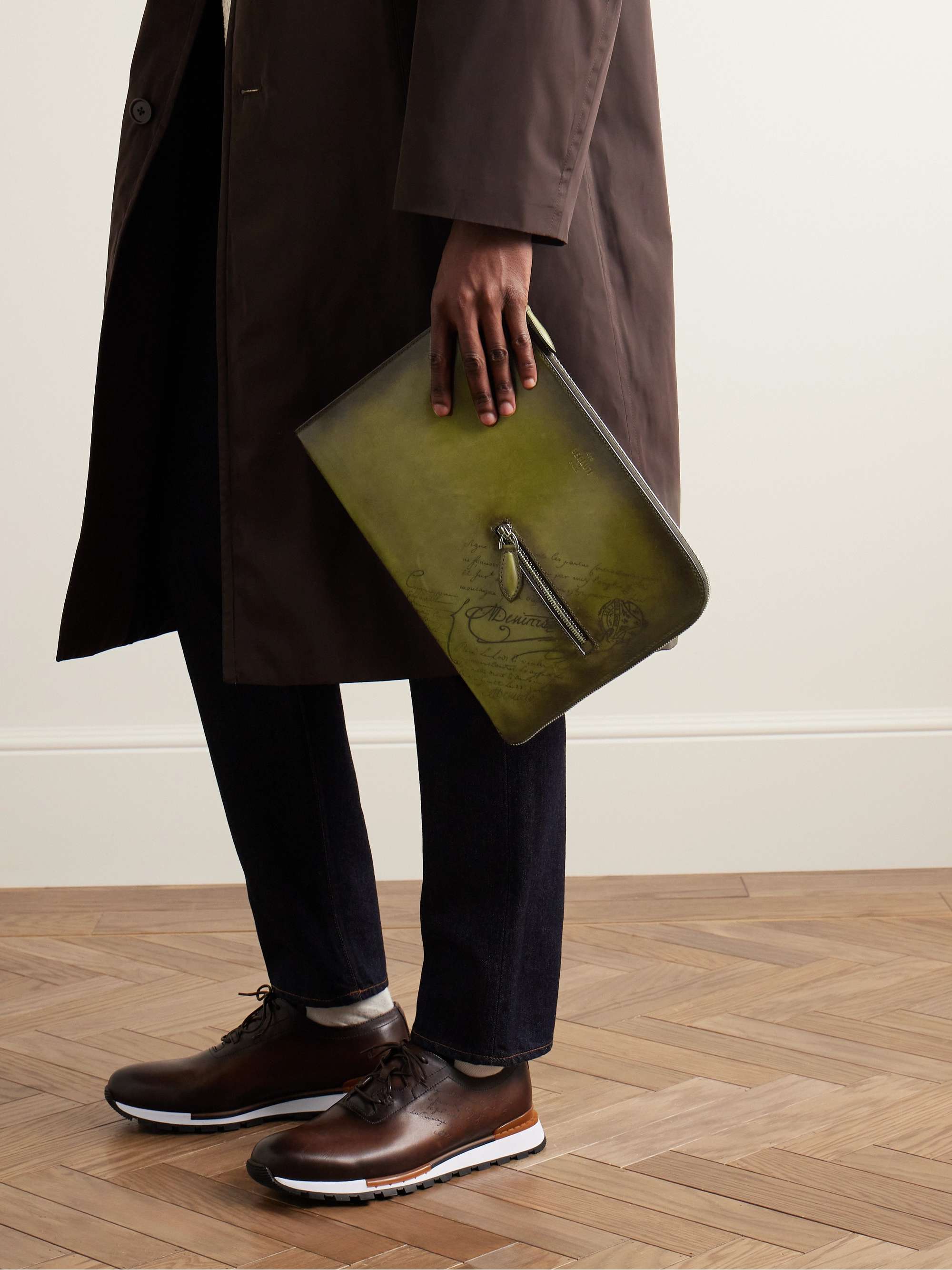 BERLUTI Itauba Scritto Panelled Venezia Leather Pouch for Men | MR  