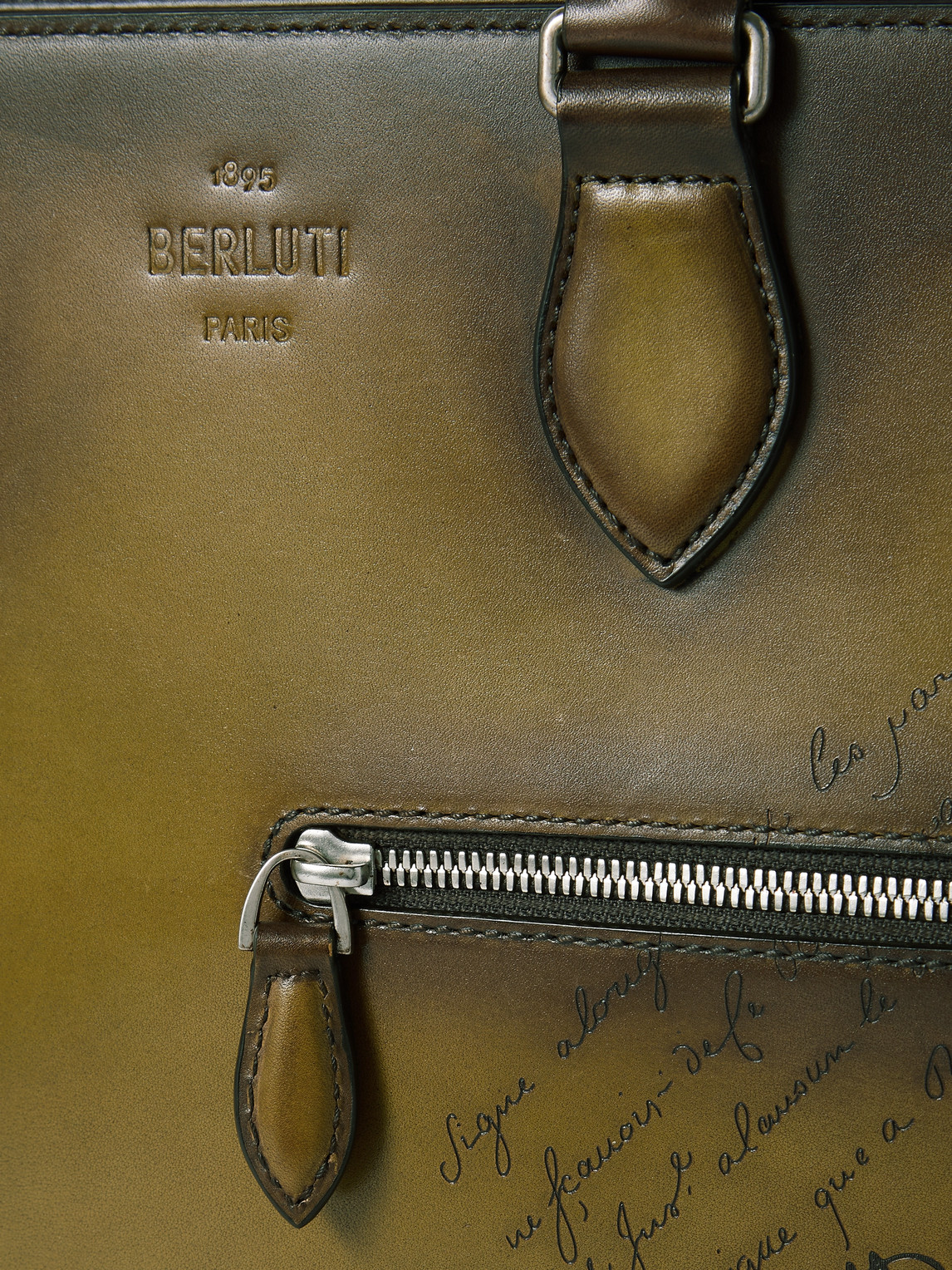 Shop Berluti 1 Jour Neo Scritto Venezia Leather Briefcase In Green