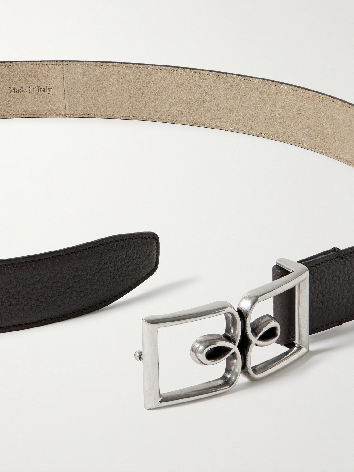 Shop Berluti B Volute Echo 3.5cm Full-grain Venezia Leather Belt In Brown