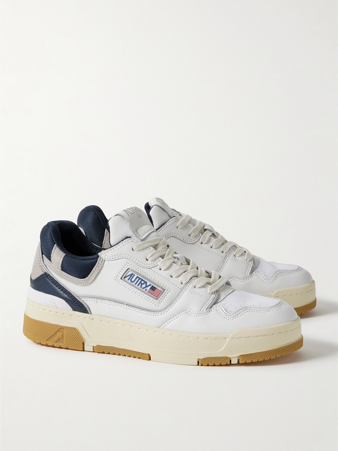 Shop Autry Clc Suede And Mesh-trimmed Leather Sneakers In Blue