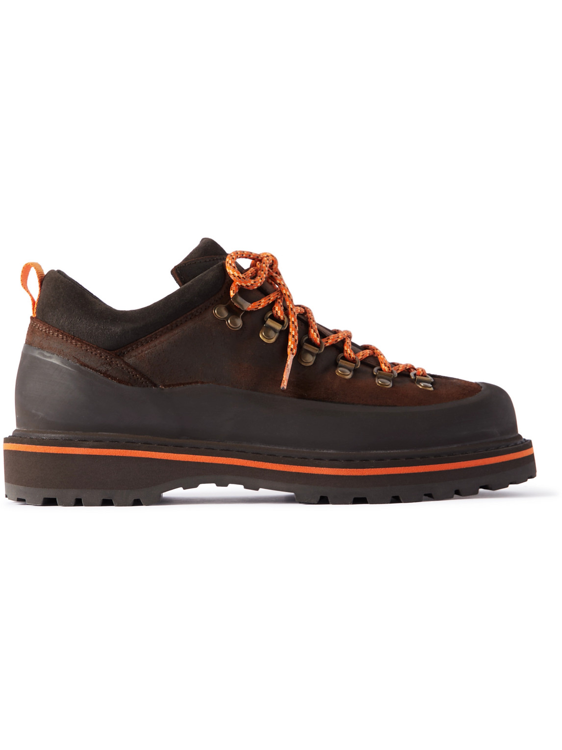Mr P Diemme Roccia Basso Rubber-trimmed Suede Hiking Boots In Brown