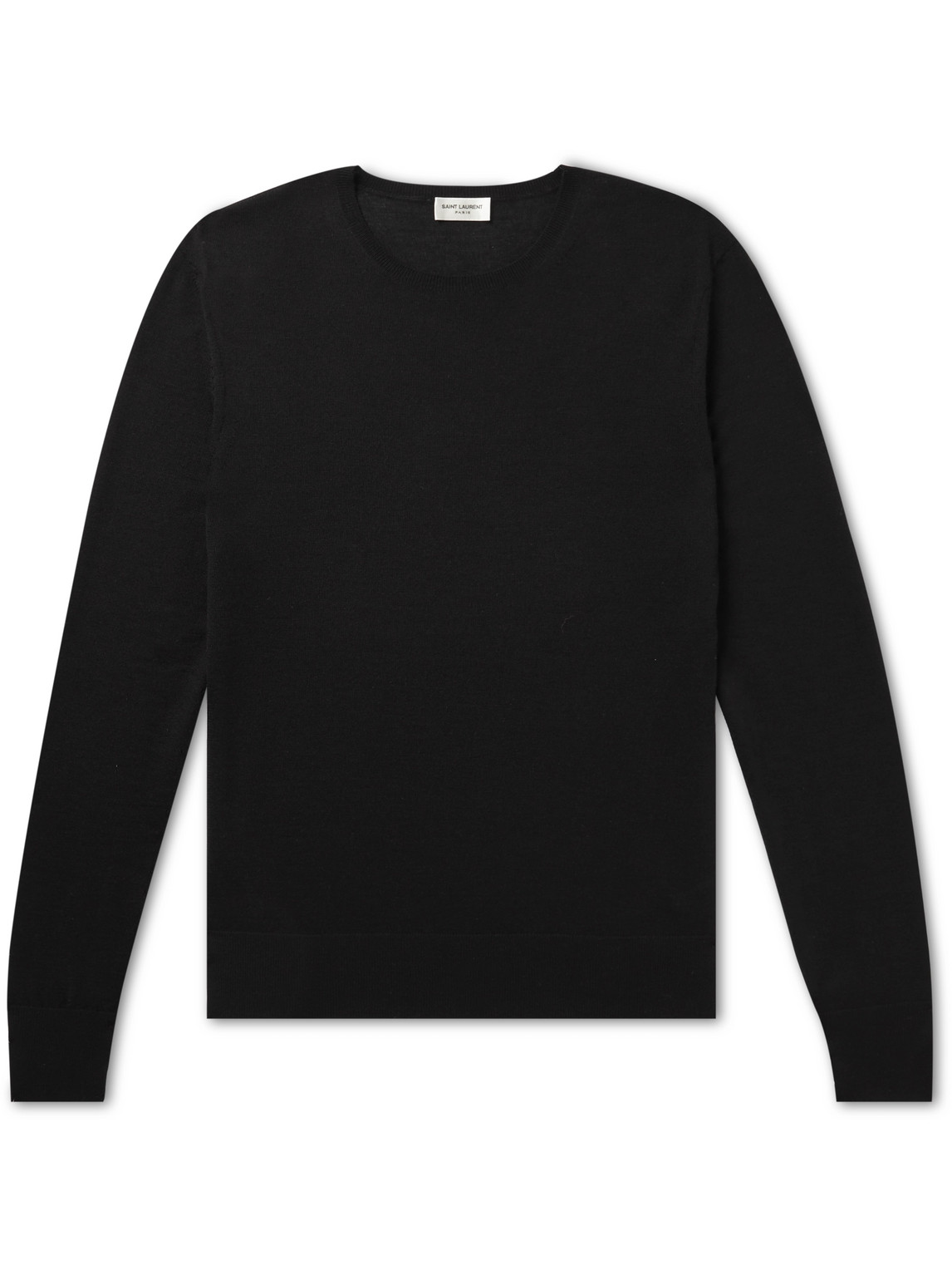 Saint Laurent Slim-fit Wool, Cashmere And Silk-blend Sweater In Black